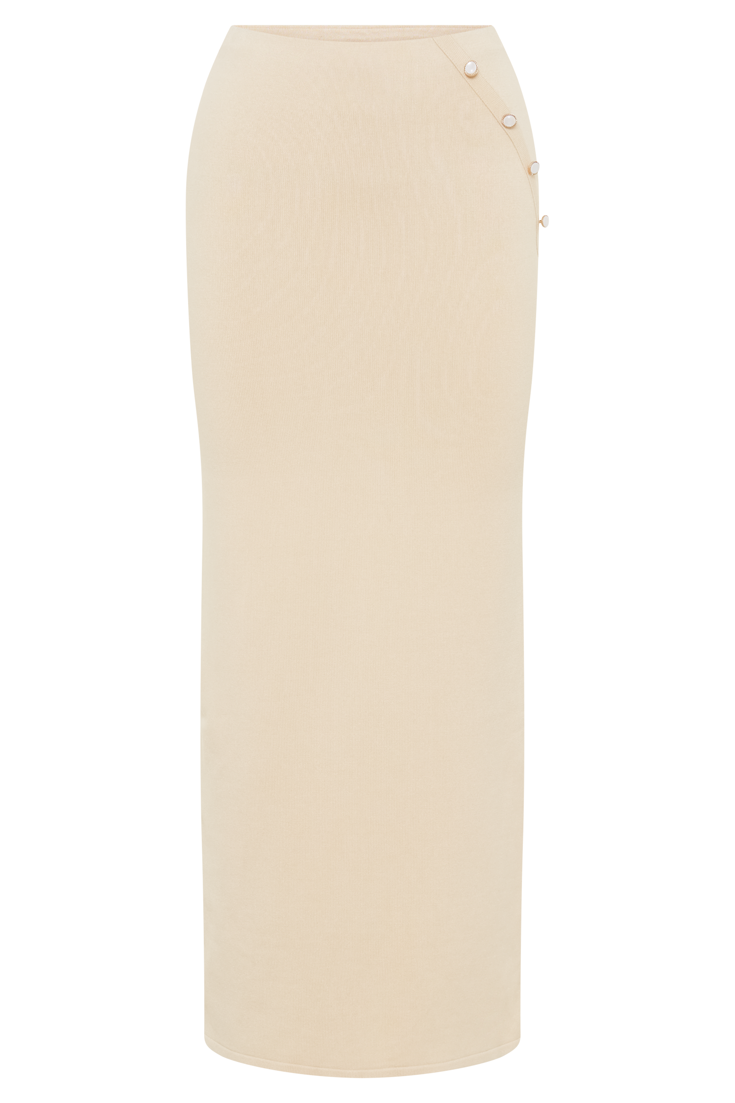 Maisie Buttoned Knit Maxi Skirt - Cream、mySite、solidvoid