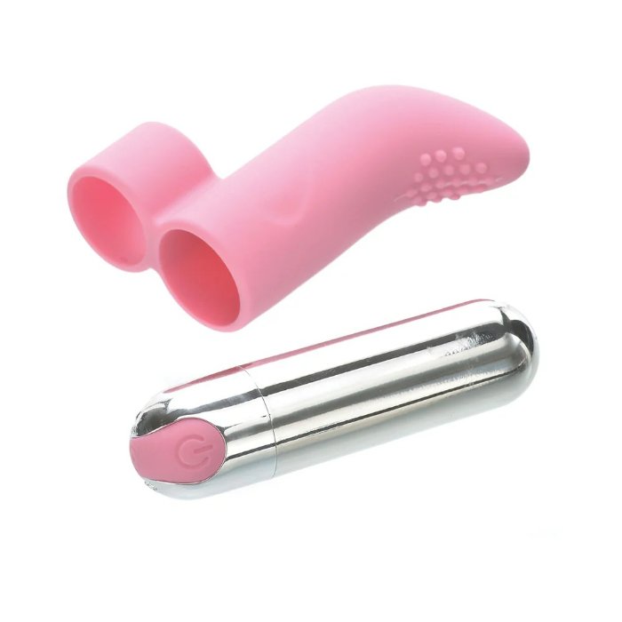 Come Closer Finger Vibe | Silicone Light Pink | Removable Bullet | 10 Modes、mySite、bottomscart