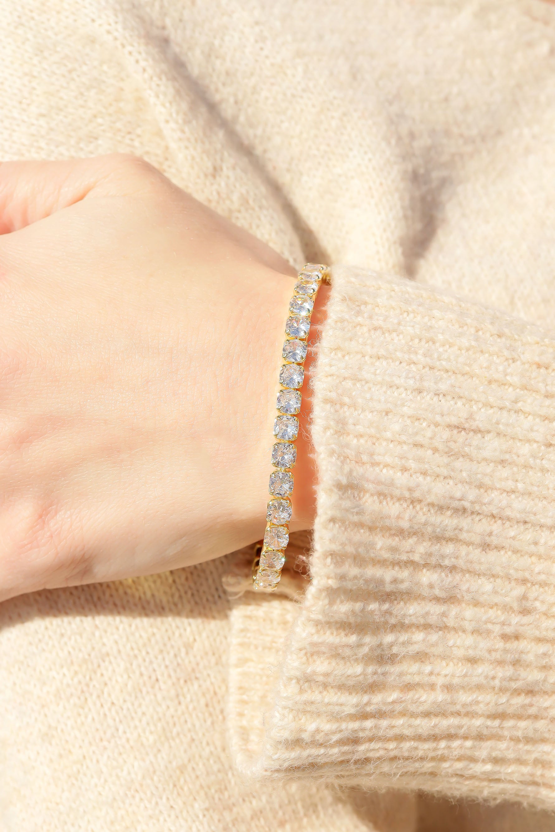 Gold PVD Coated Over Brass Cubic Zirconia Tennis Bracelet / BRJ9086、mySite、dreamappss