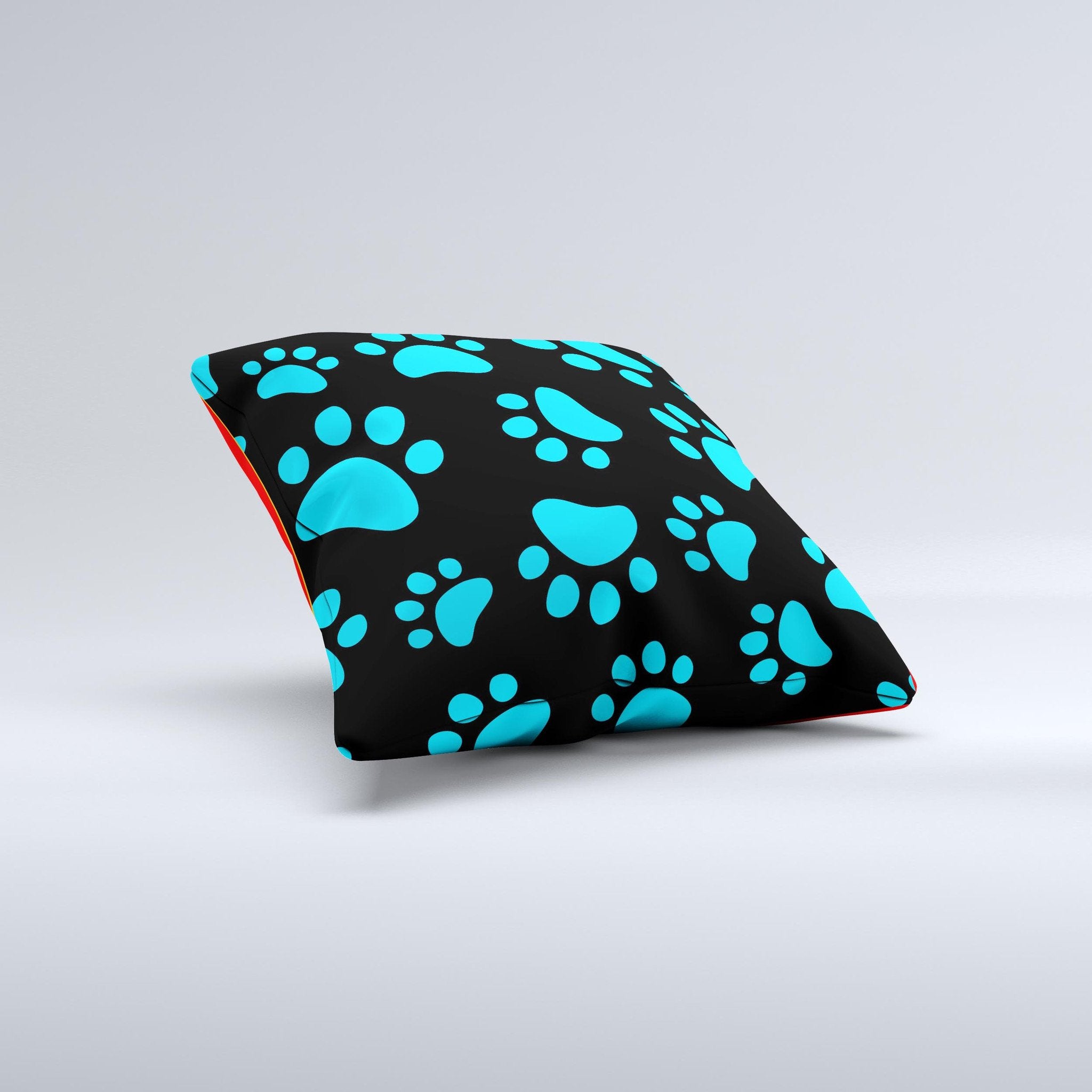 Paw Print Ink-Fuzed Decorative Throw Pillow、mySite、camillekostekn