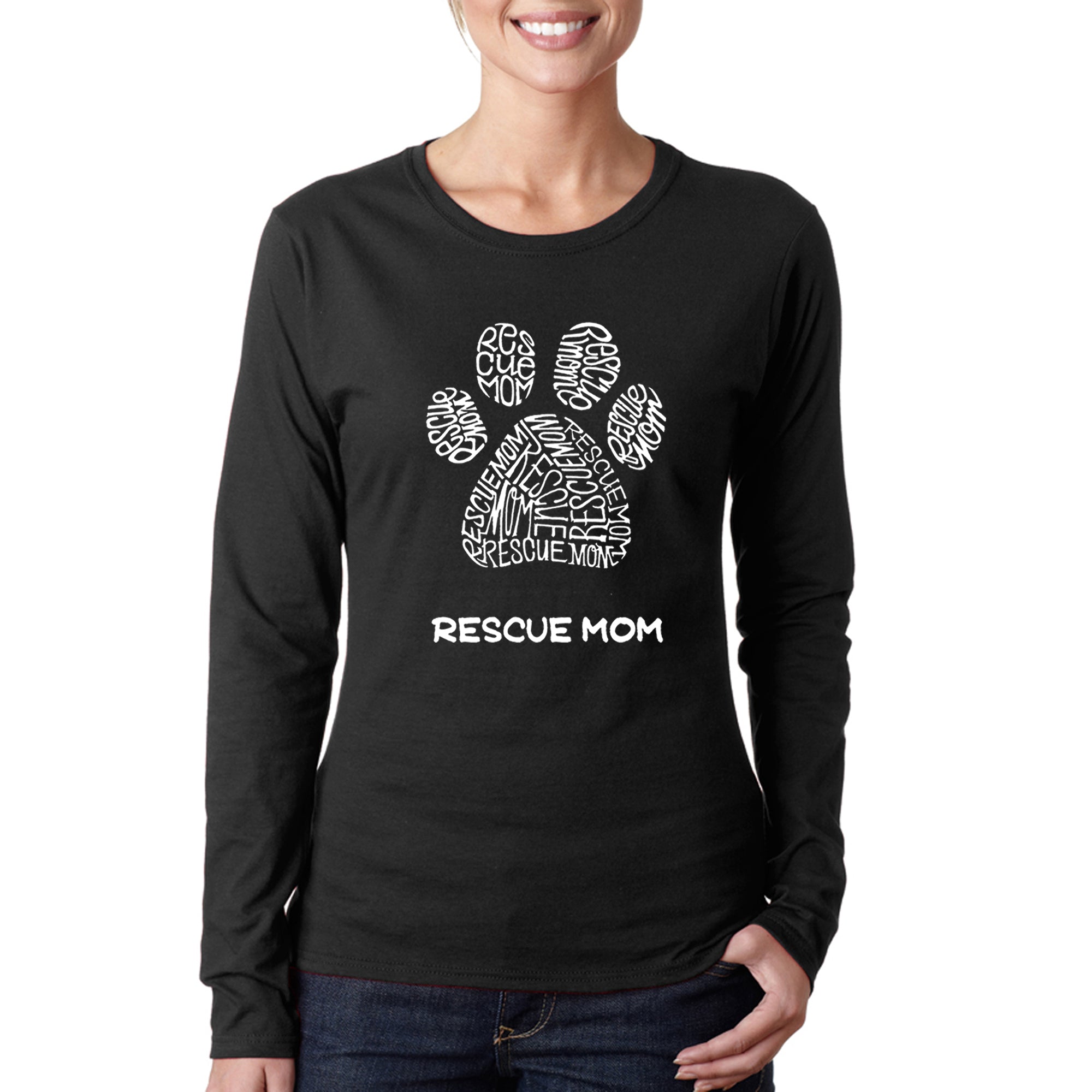 Rescue Mom - Women's Word Art Long Sleeve T-Shirt、mySite、camillekostekn