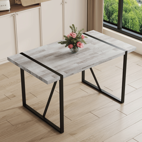 Rustic Industrial Rectangular Wood Dining Table For 4-6 Person, With 1.5" Thick Engineered Wood color Tabletop and Black Metal Legs,Desk For Kitchen Dining Living Room, 55.1" x 31.4"x 29.9"1529W115172、、casual