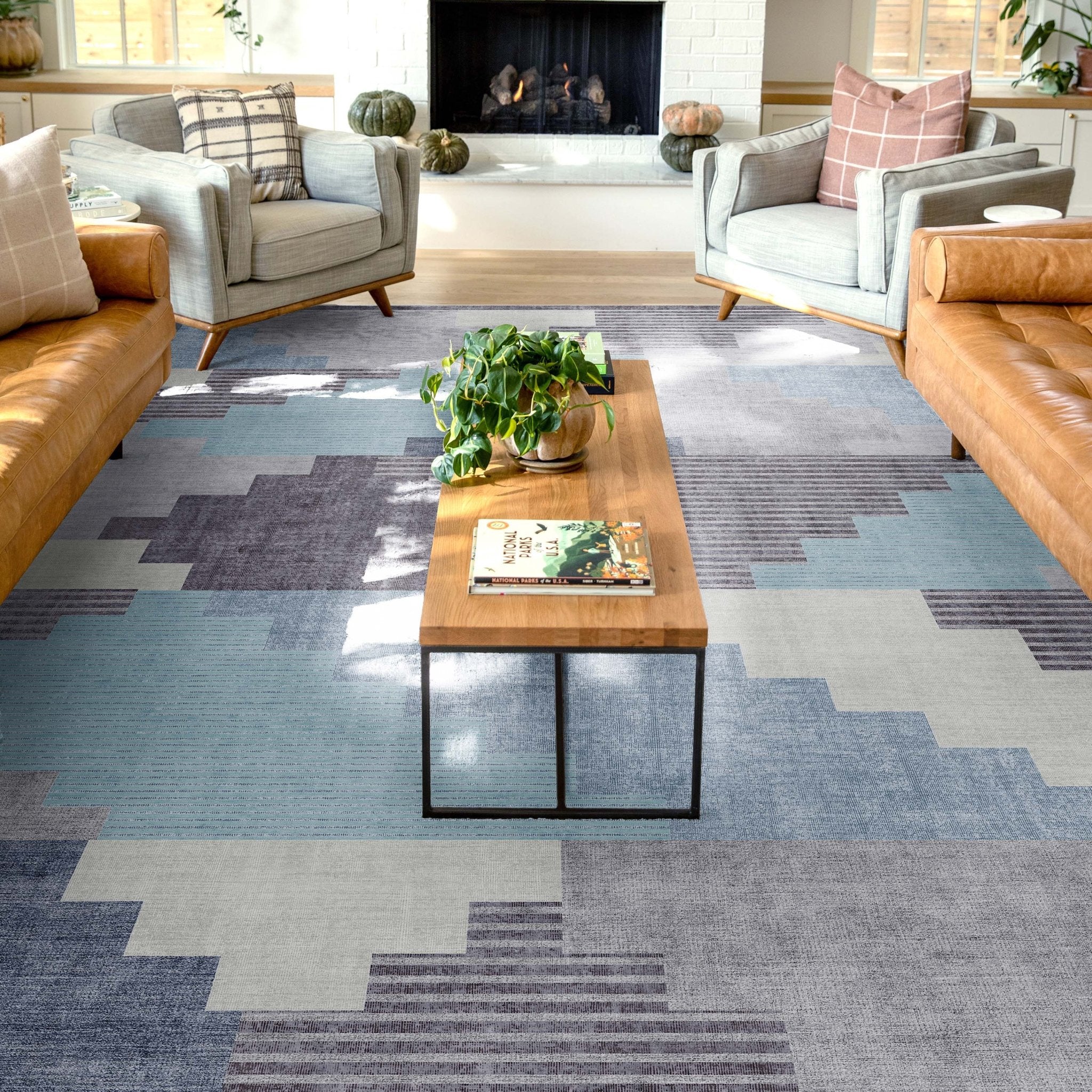 Portsmouth Southwestern Pattern Blue Flat-Weave Rug、mySite、gigharbornorthrealestate