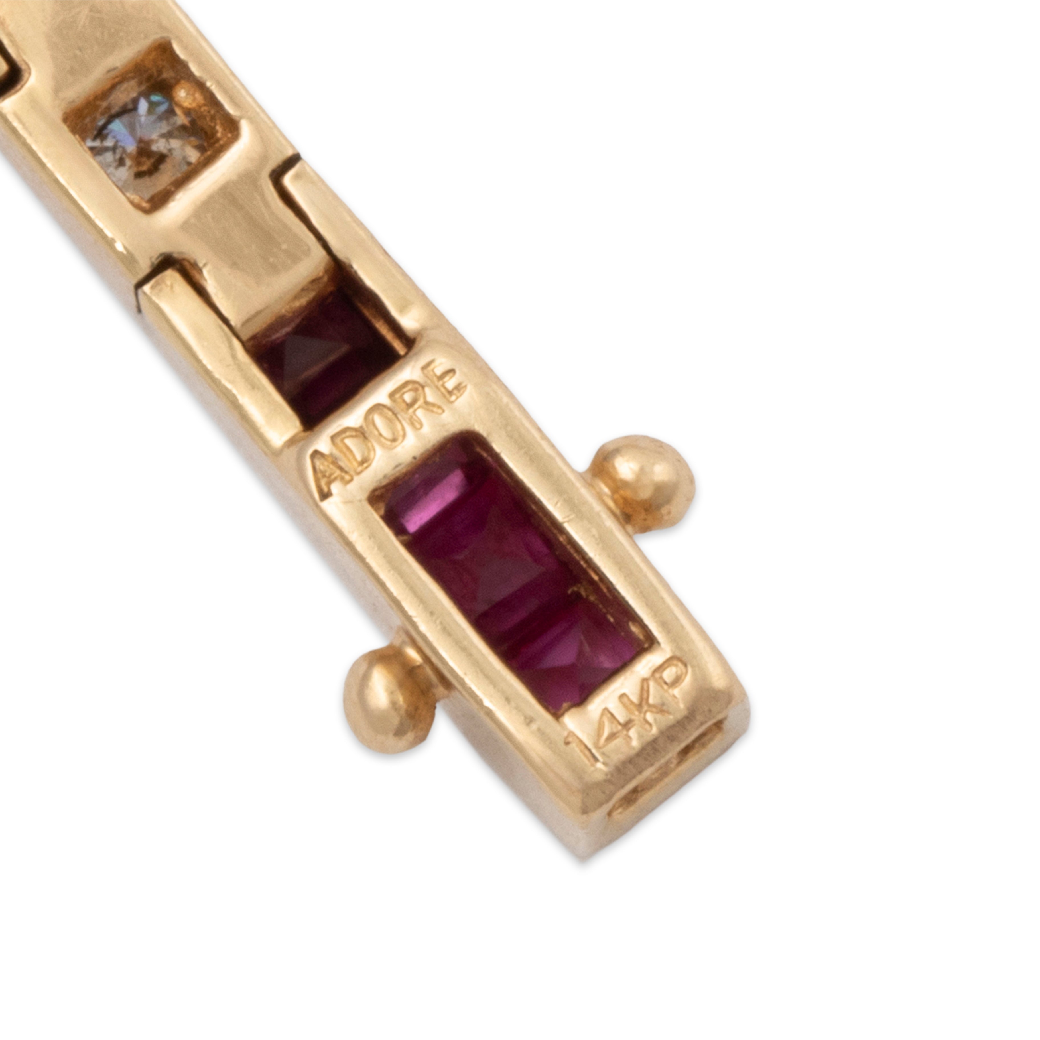 Vintage Heavy 14k Yellow Gold 2.6cttw Ruby .37cttw Diamond Tennis Bracelet、mySite、hinf8tx79