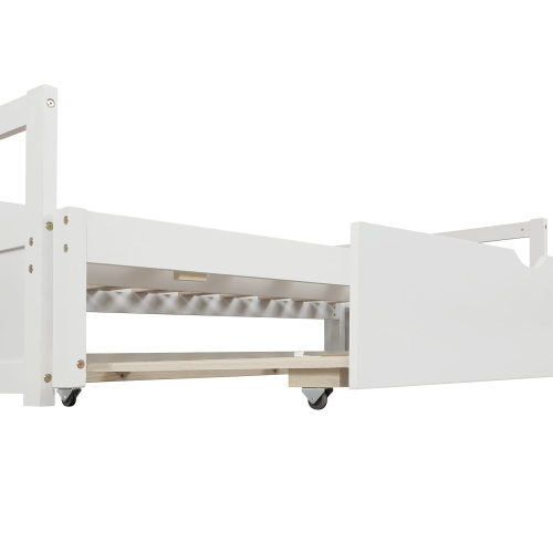Extending Daybed with Trundle, Wooden Daybed with Trundle, White、、casual