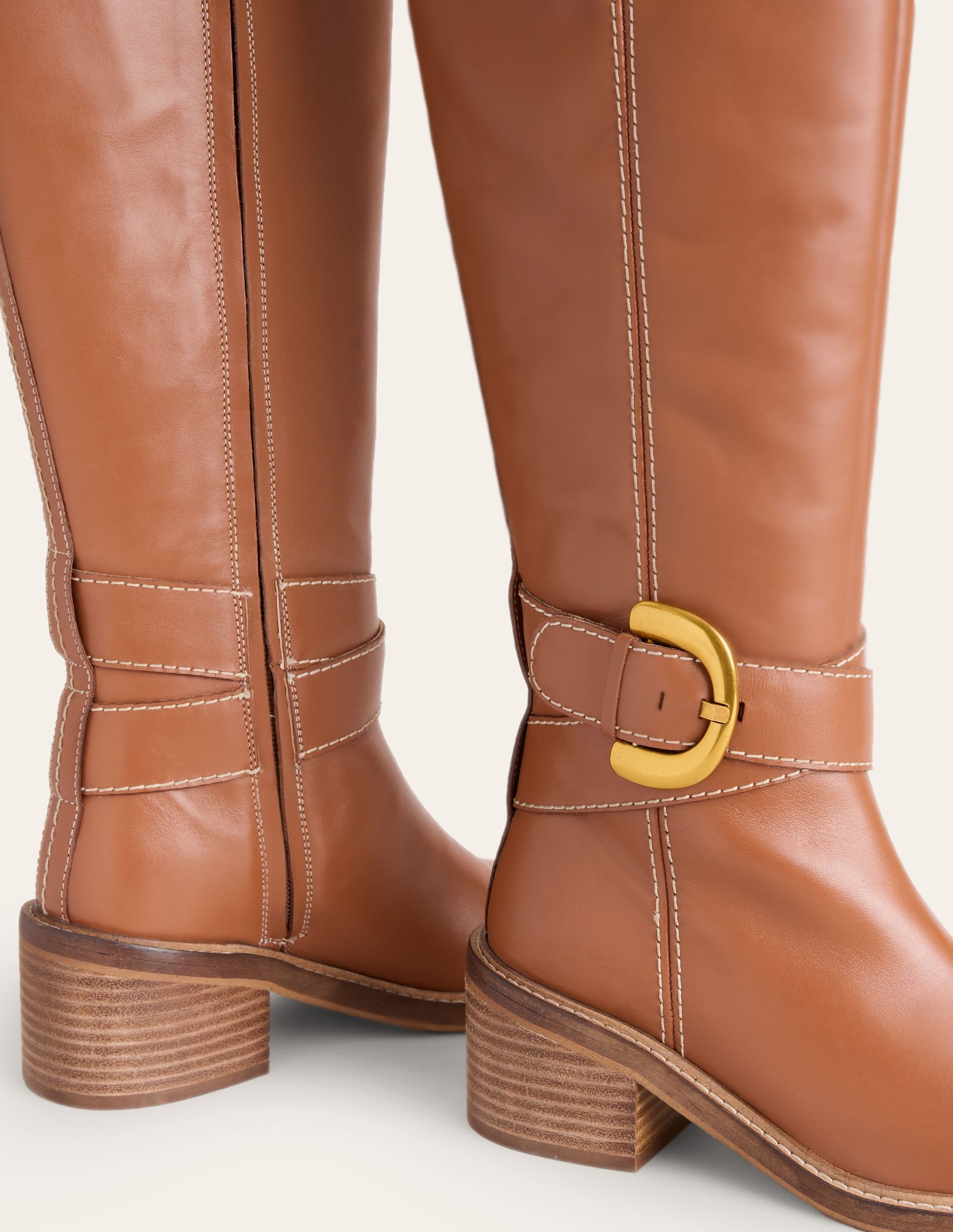 Buckled Knee High Boots-Tan、mySite、ashleygrahame