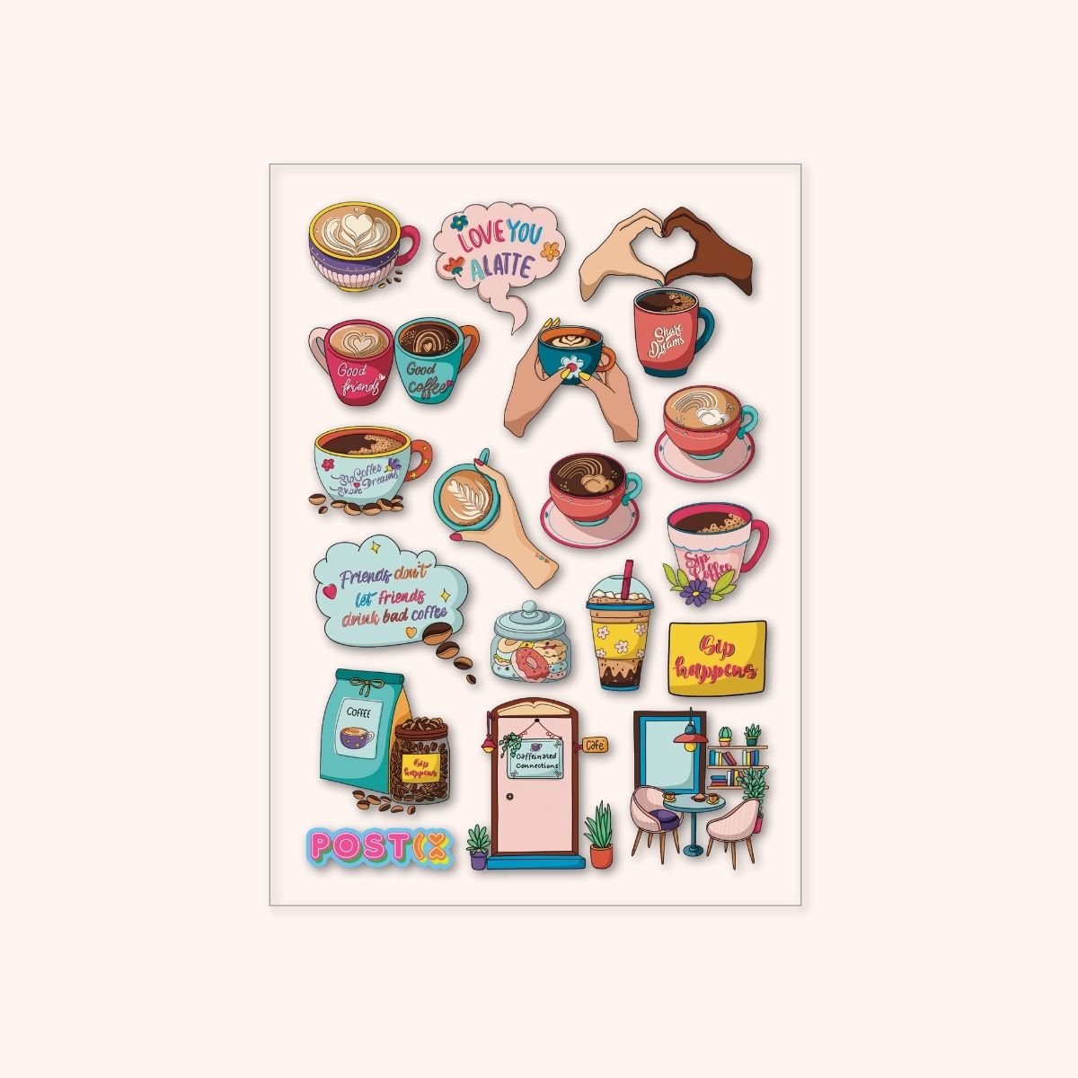  Caffeinated Connections Transparent Sticker Sheet、mySite、ghnorth