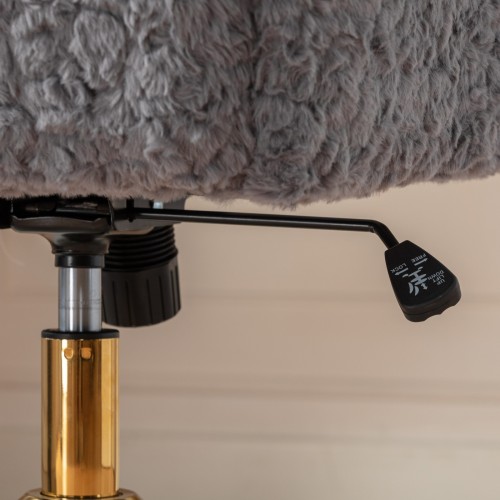 A&A Furniture Office Chair,Artificial rabbit hair Home Office Chair with Golden Metal Base,Adjustable Desk Chair Swivel Office Chair,Vanity Chair(Orange)、、casual