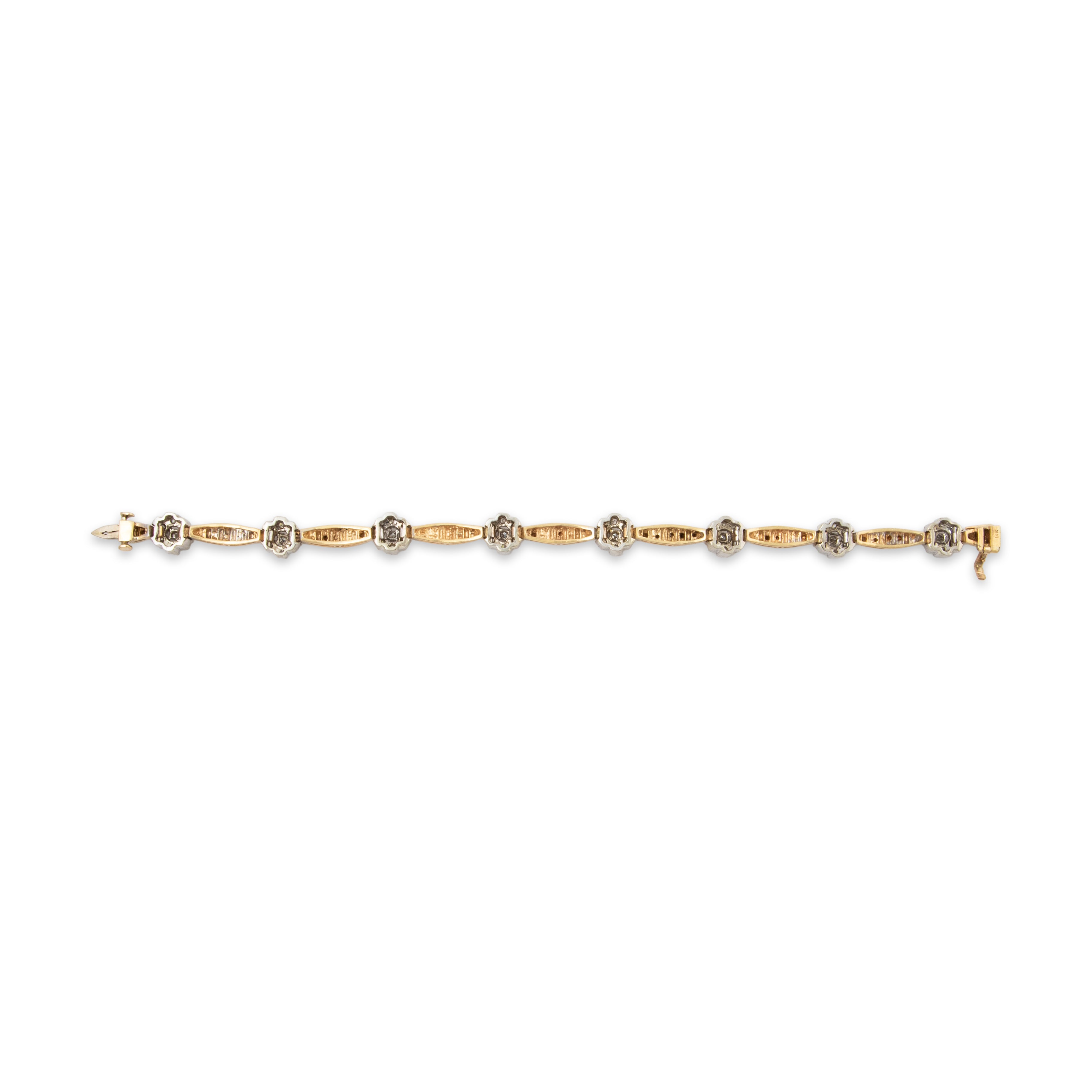 Vintage Heavy 14k Yellow Gold 1.288cttw Diamond Floriform Link Bracelet 6.5、mySite、hinf8tx79