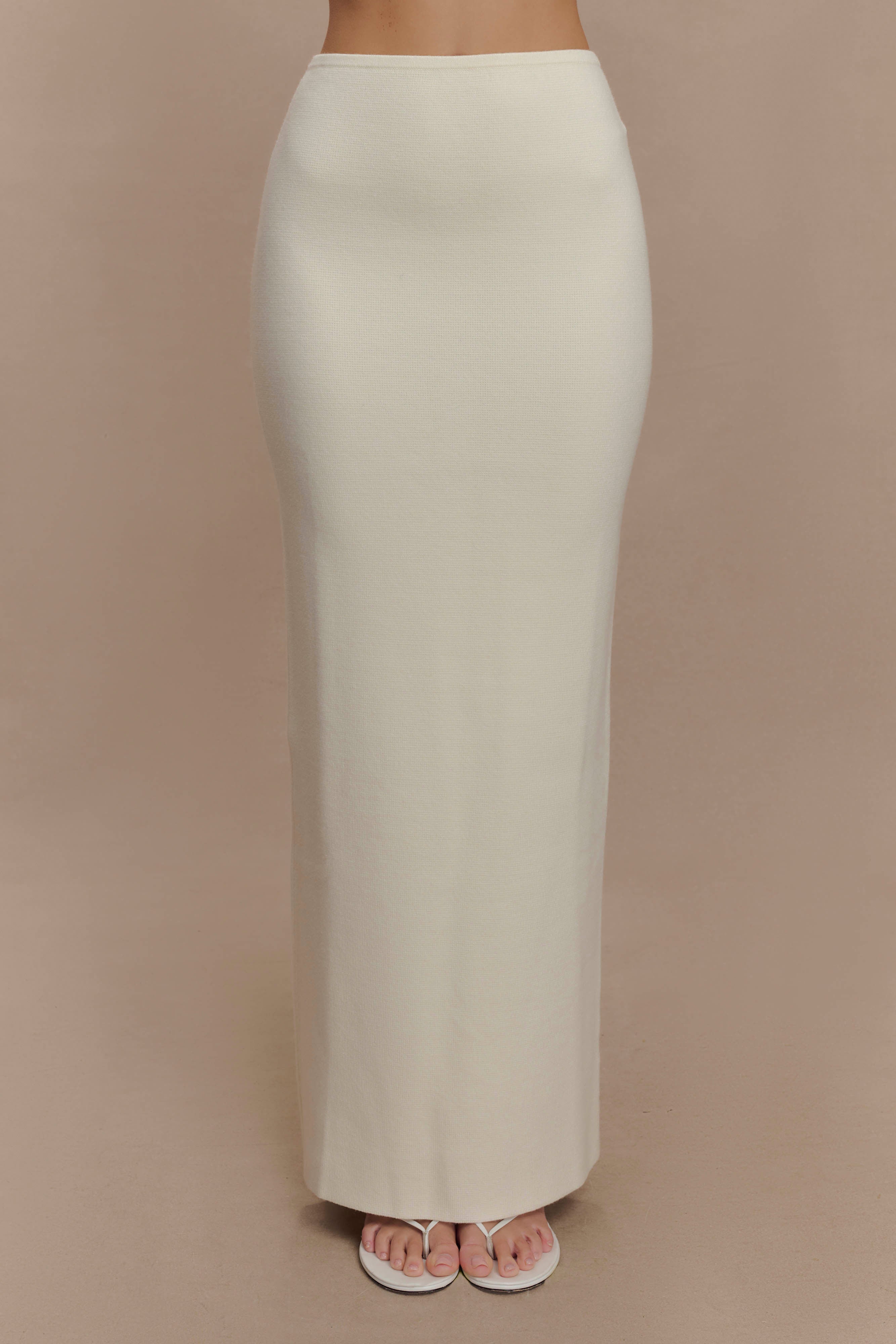 Kyle Knit Maxi Skirt - Ivory、mySite、solidvoid