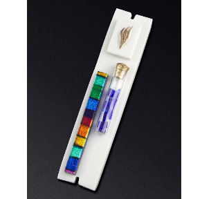 White Wedding Mezuzah with Smash Glass Tube by Daryl Cohen、mySite、topwebapps