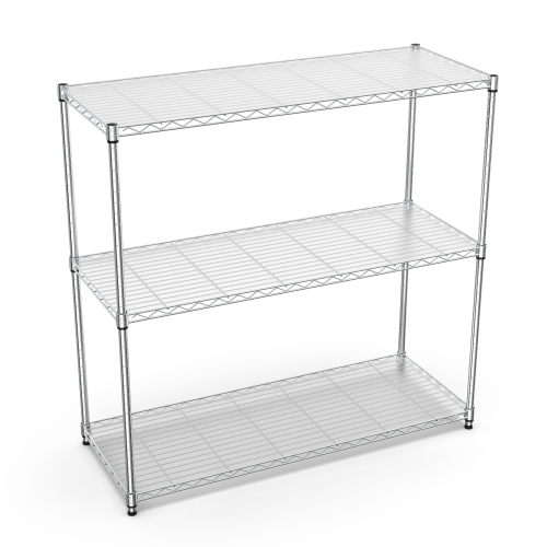 3 Tier Wire Shelving Unit, 1050 LBS NSF Height Adjustable Metal Garage Storage Shelves, Heavy Duty Storage Wire Rack Metal Shelves - Black、、casual