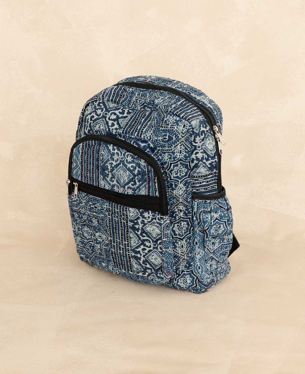Kantha Stitch Block Print Inspired Compact Backpack、mySite、topwebapps