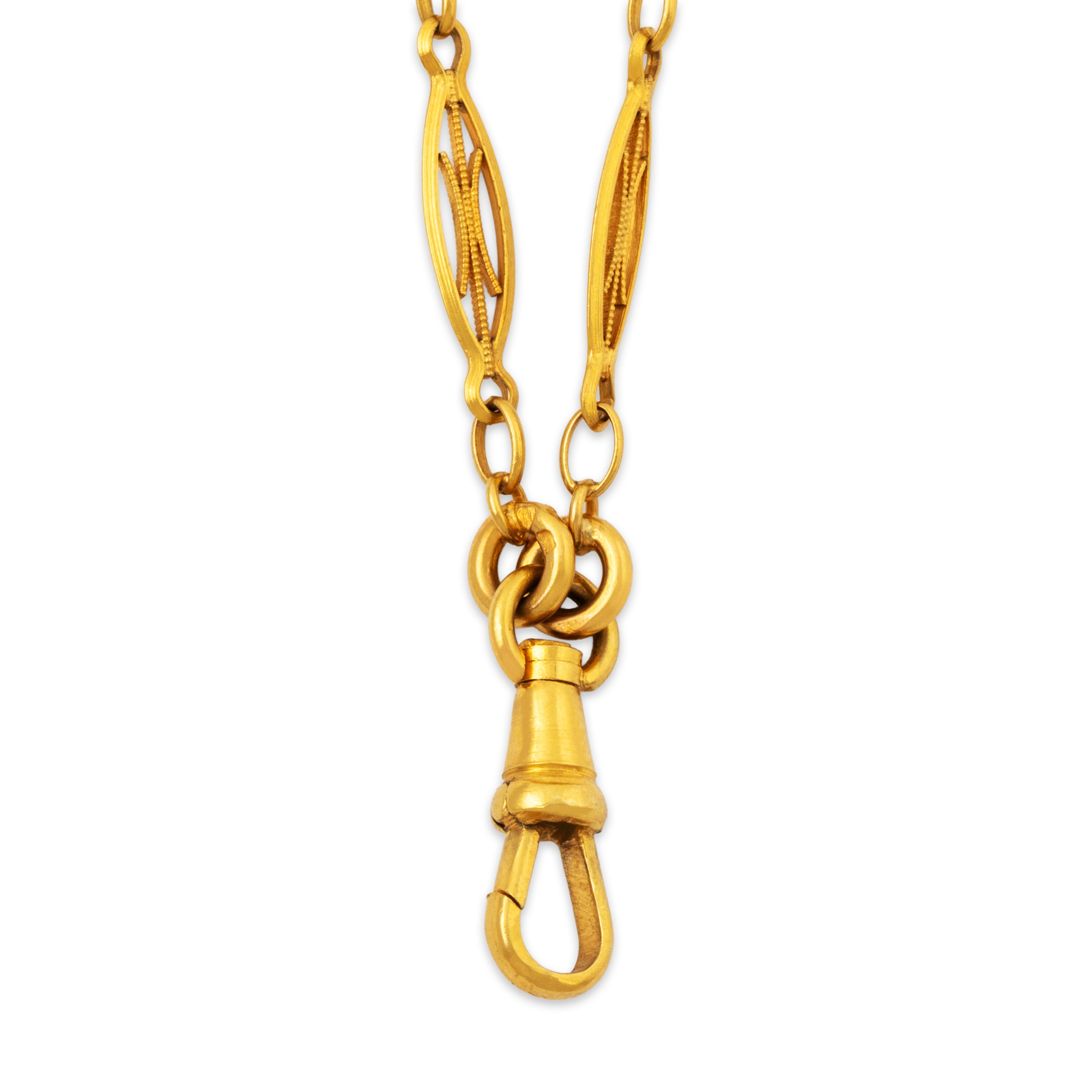 Antique French 18k Yellow Gold Charm Holder Clip Necklace 19.5、mySite、hinf8tx79