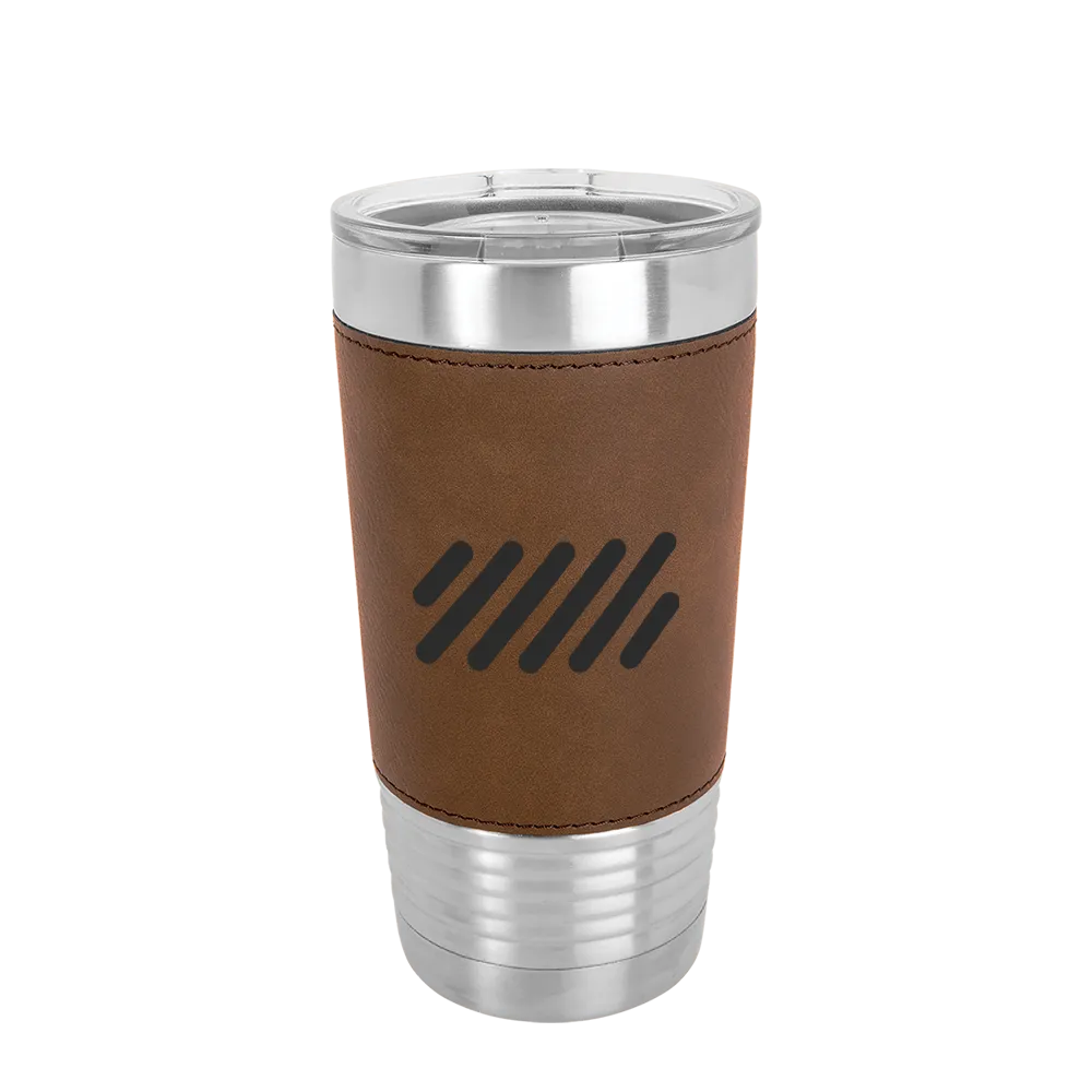 Polar Camel 20 oz. Laserable Leatherette Tumbler w/ Clear Lid、mySite、noshort