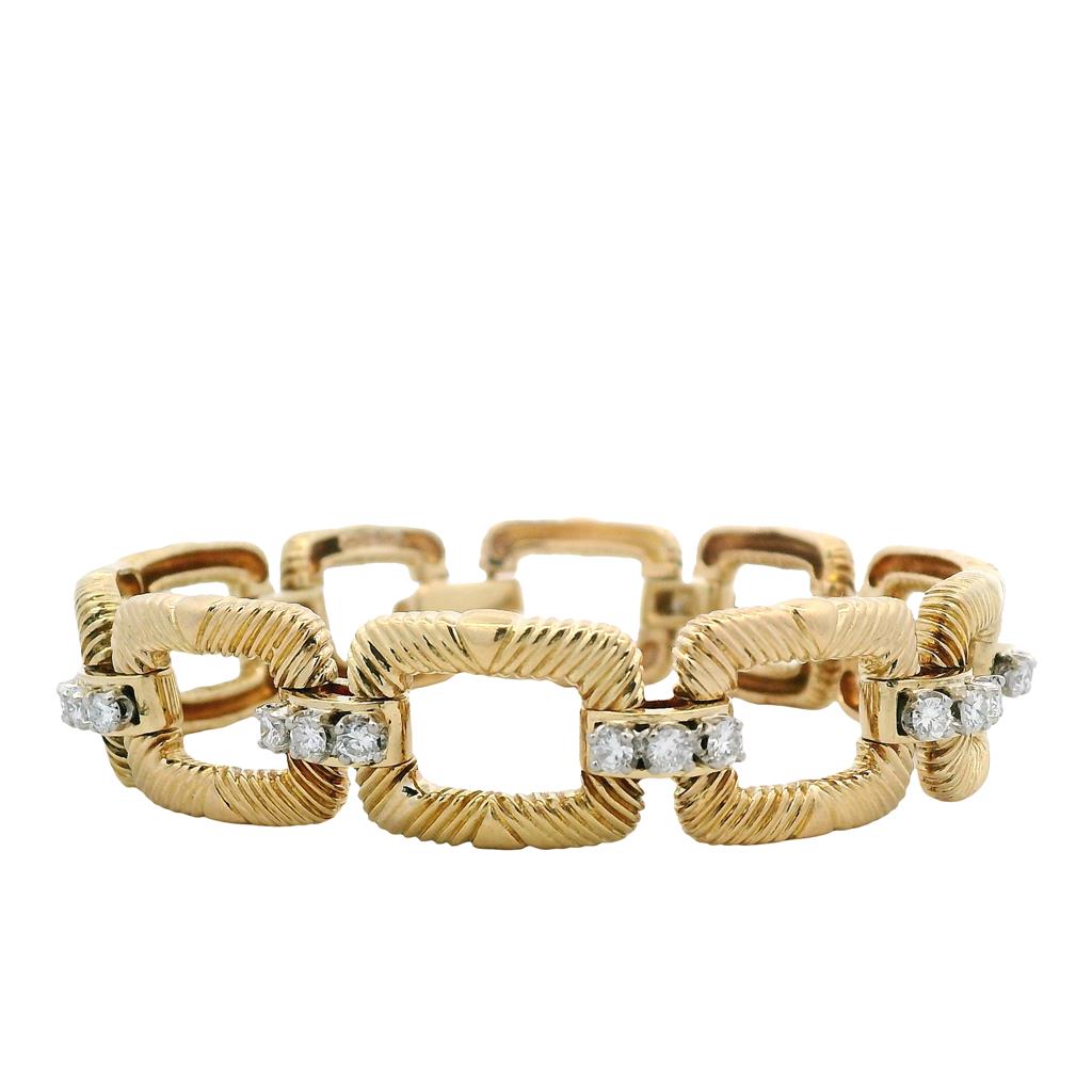 Estate Platinum & 18K Yellow Gold 1ctw Diamond Link Bracelet、mySite、botmansion