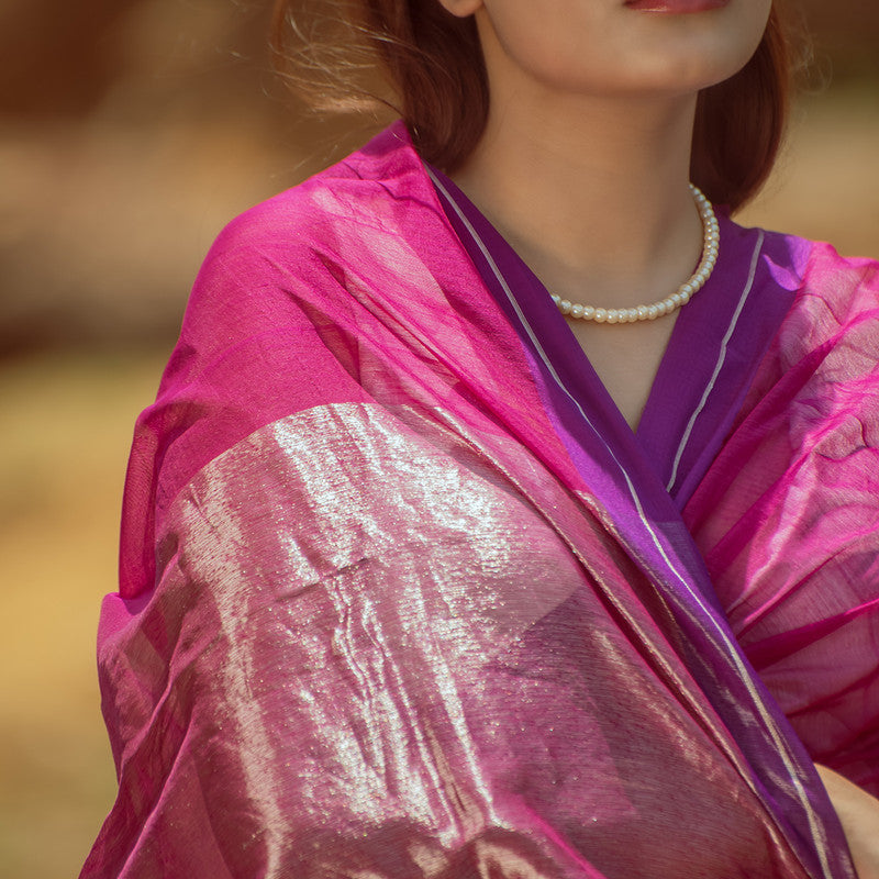 Chanderi Silk Cotton Pink Saree、mySite、camillekostekn