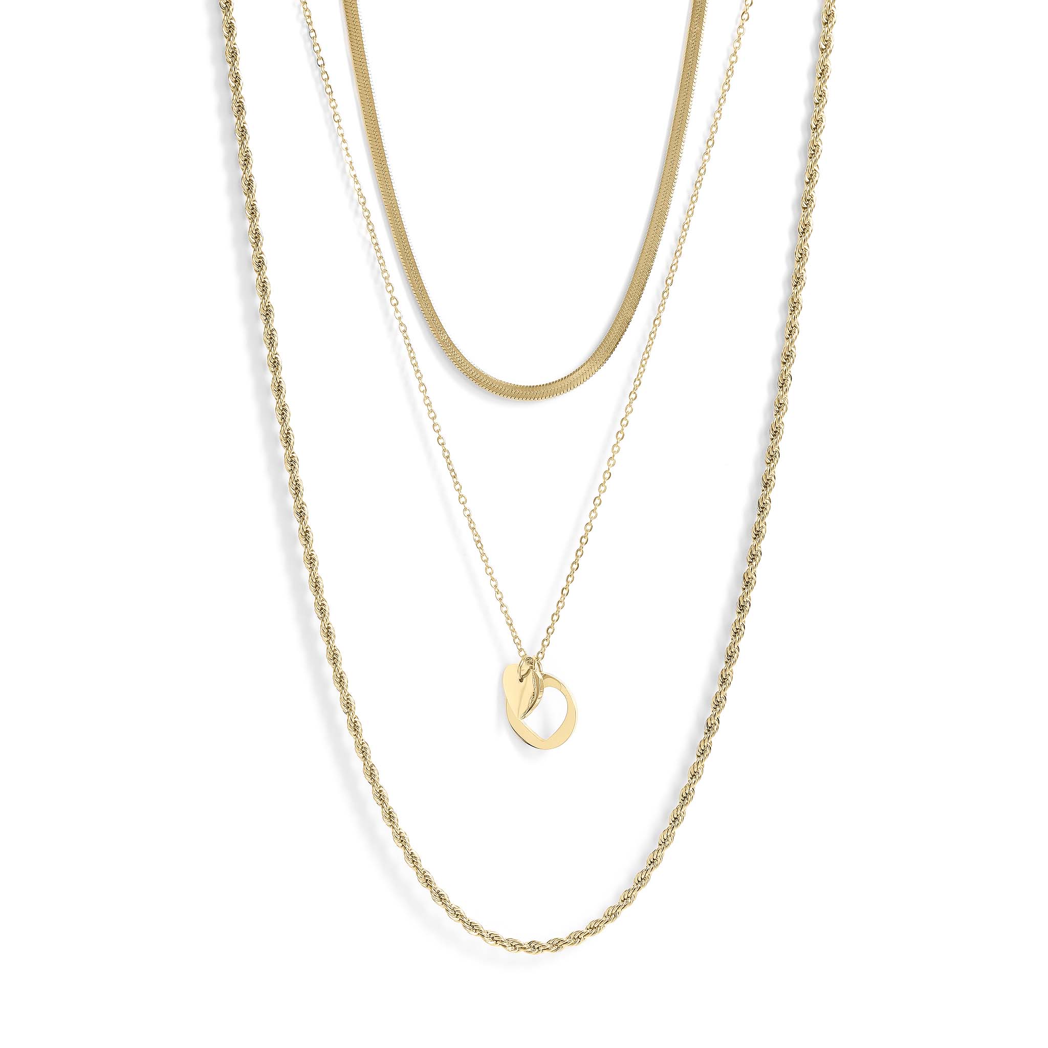 45 pc Cutout Heart 18K Gold PVD Layered Necklace Set / BND0033、mySite、dreamappss