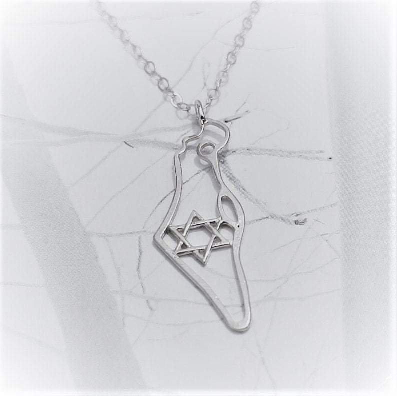 Sterling Silver Map of Israel Necklace、mySite、topwebapps