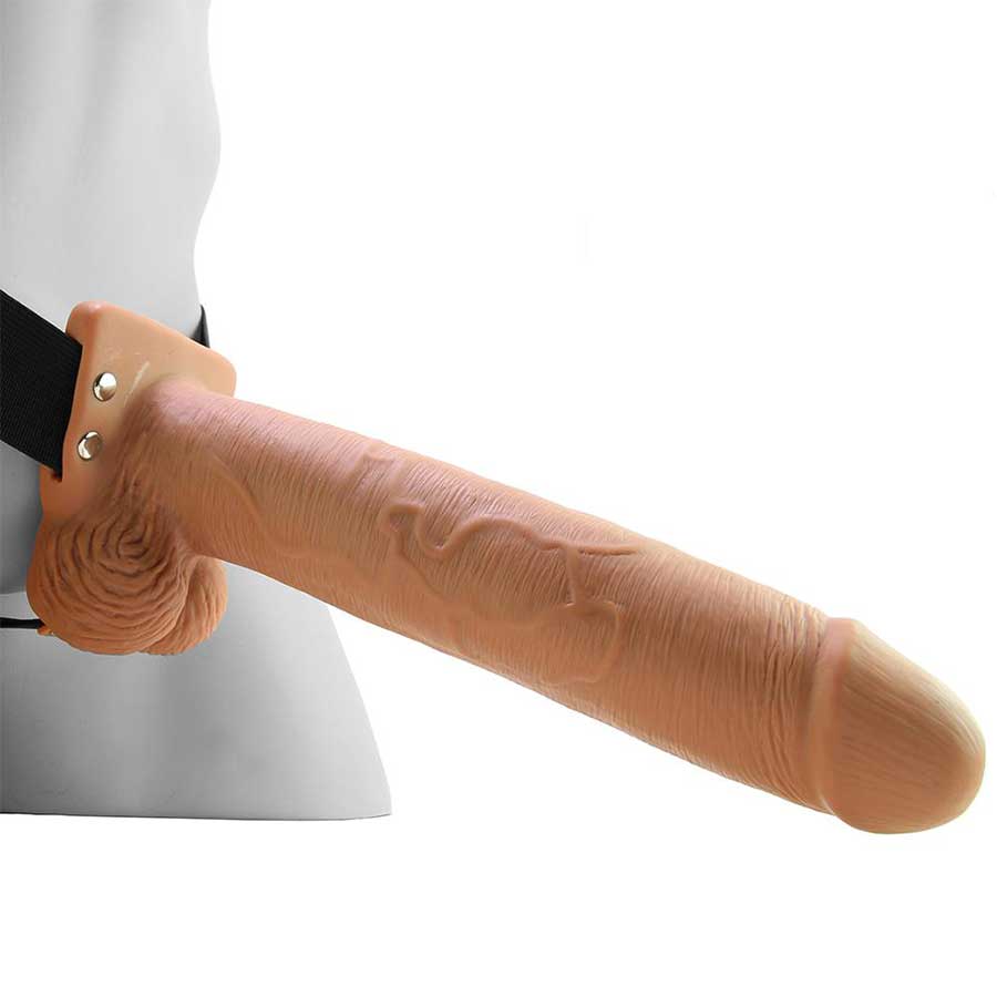 10 Inch Tan Hollow Rechargeable Vibrating Strap on by Fetish Fantasy、mySite、bottomscart