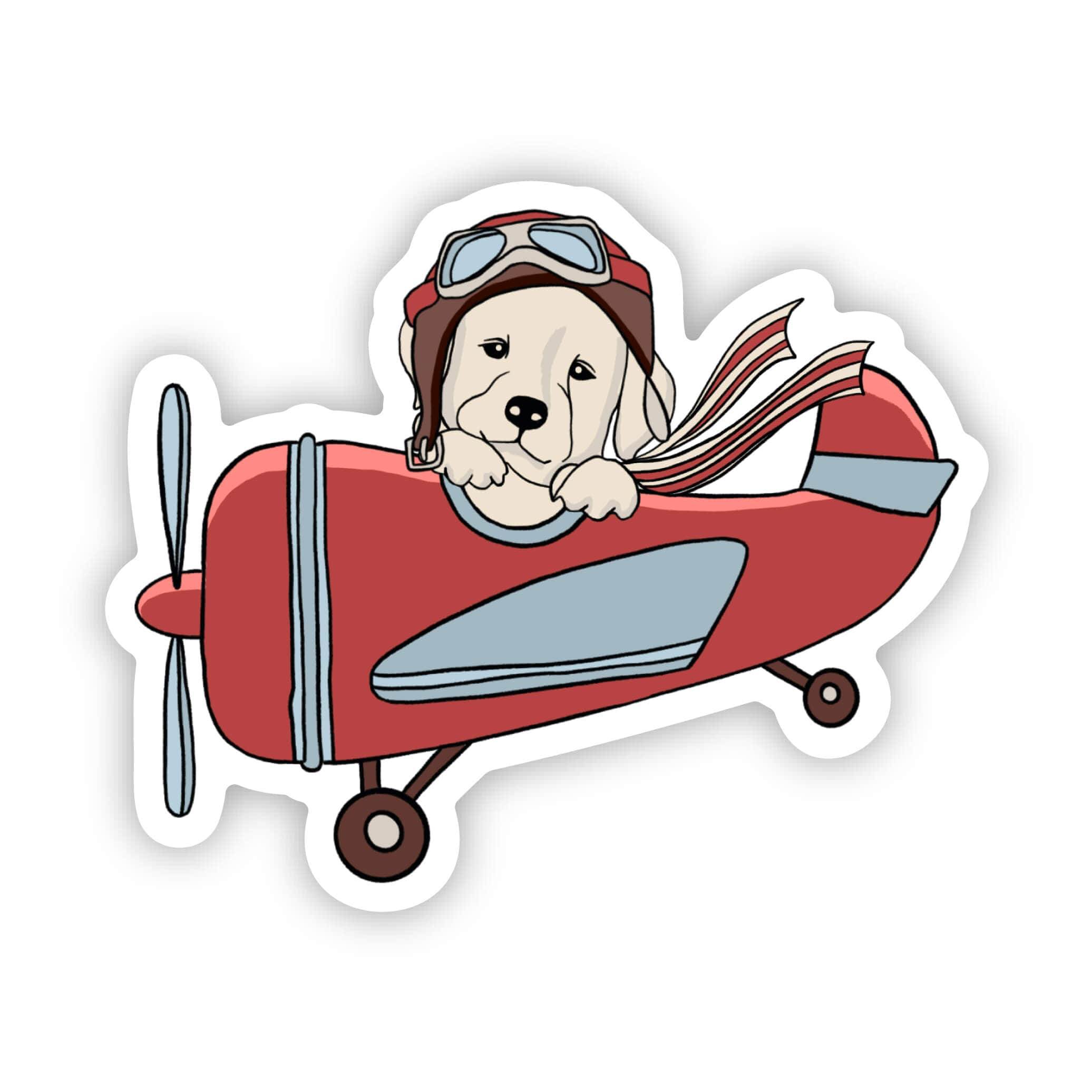  Puppy Flying Red Airplane Sticker、mySite、elrpsem3k