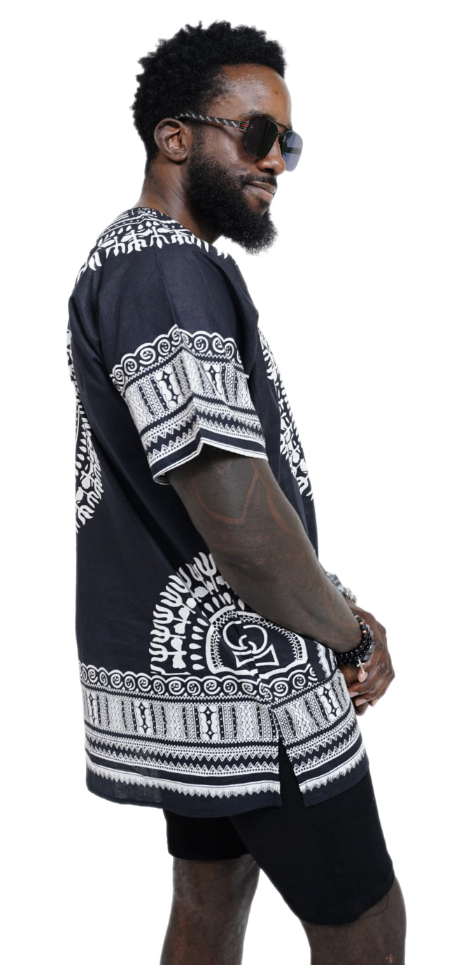Dupsie's African Print Unisex Dashiki Shirt Suitable for Festivals, Concerts, Cruises, Outdoor Events DP3578、mySite、solidvoid