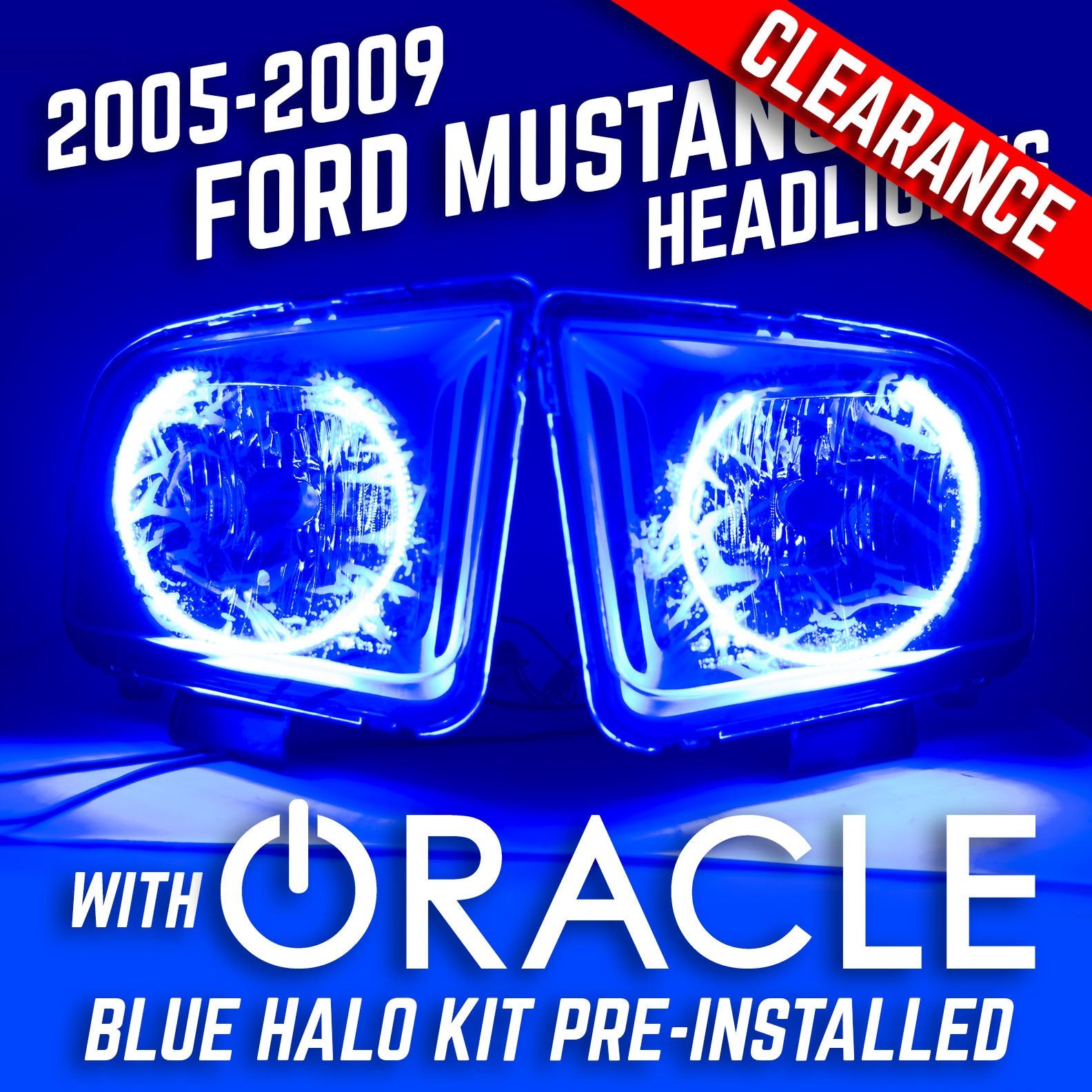 2005-2009 Ford Mustang Headlights - ORACLE SMD Blue LED Halo Kit Pre-Installed、mySite、nflplayoffbracketp