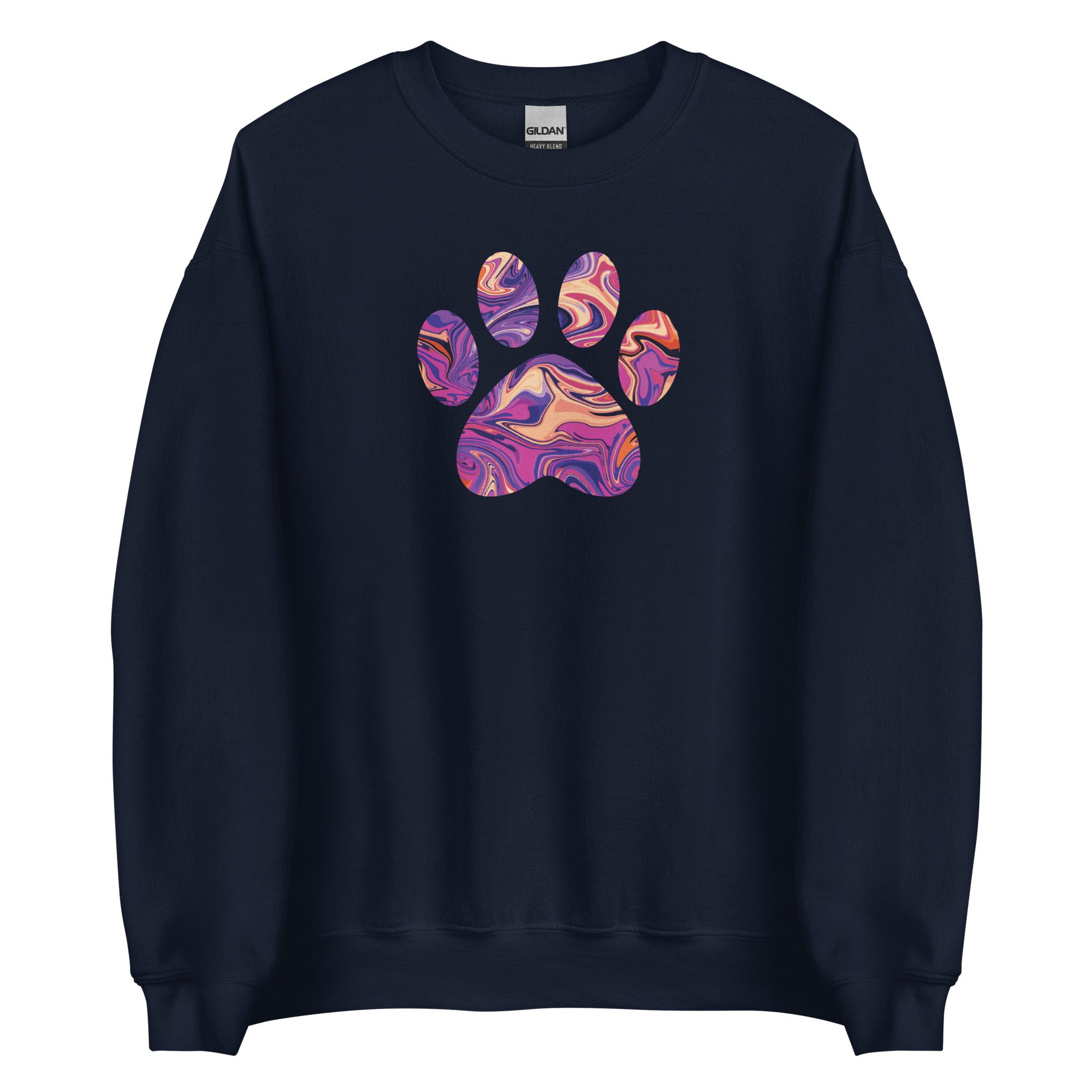 Purple Swirl Marbled Paw Crewneck Sweatshirt、mySite、camillekostekn