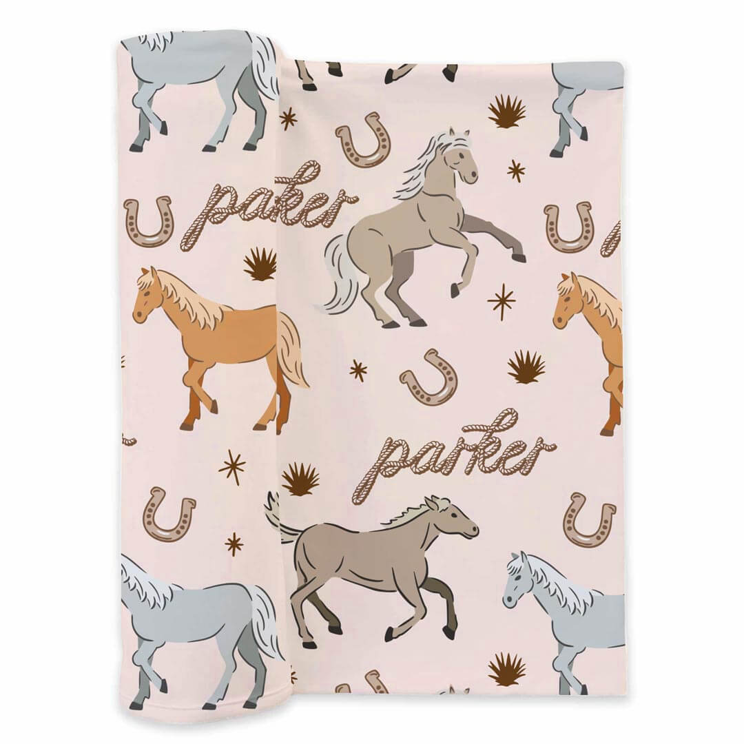  P's Ponies Personalized Swaddle Blanket、mySite、layawaytickets