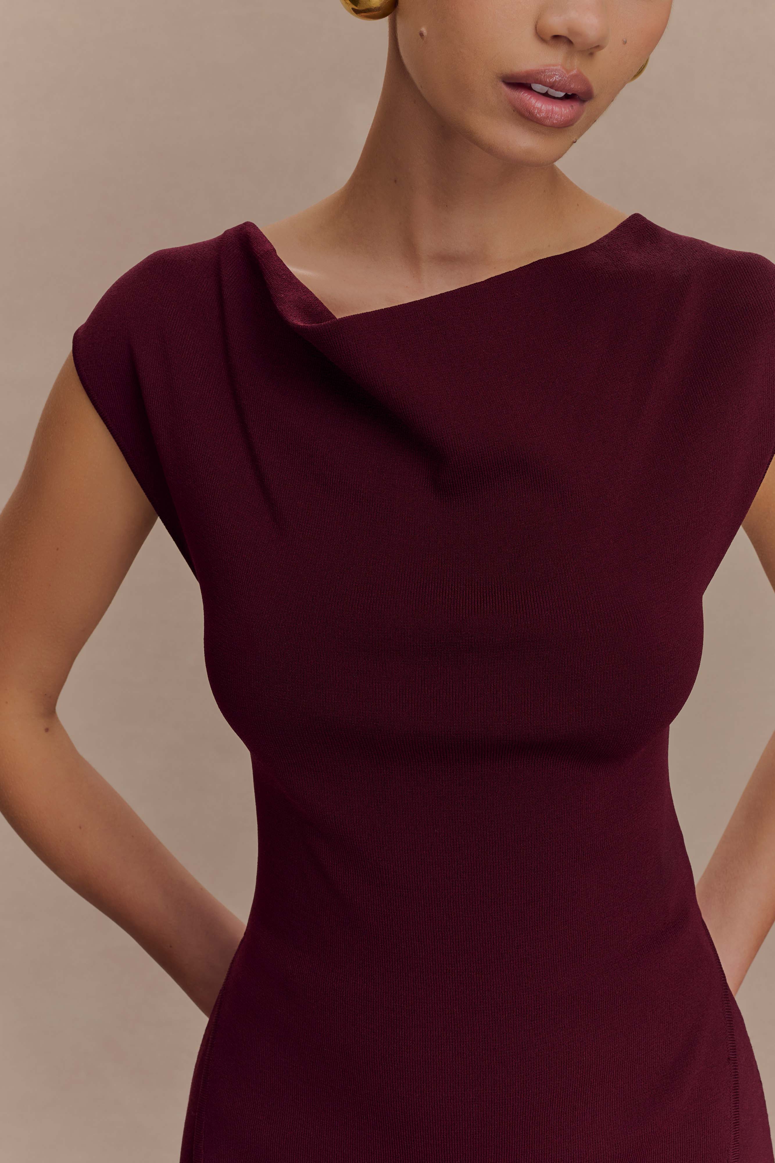 Francisca Cowl Neck Knit Top - Merlot、mySite、solidvoid