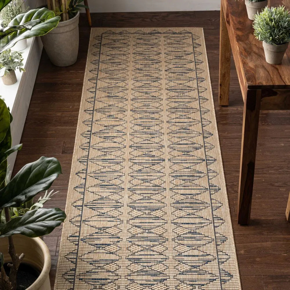 Vidar Trellis Diamond Pattern Indoor Outdoor Blue Beige Flatweave Rug、mySite、gigharbornorthrealestate