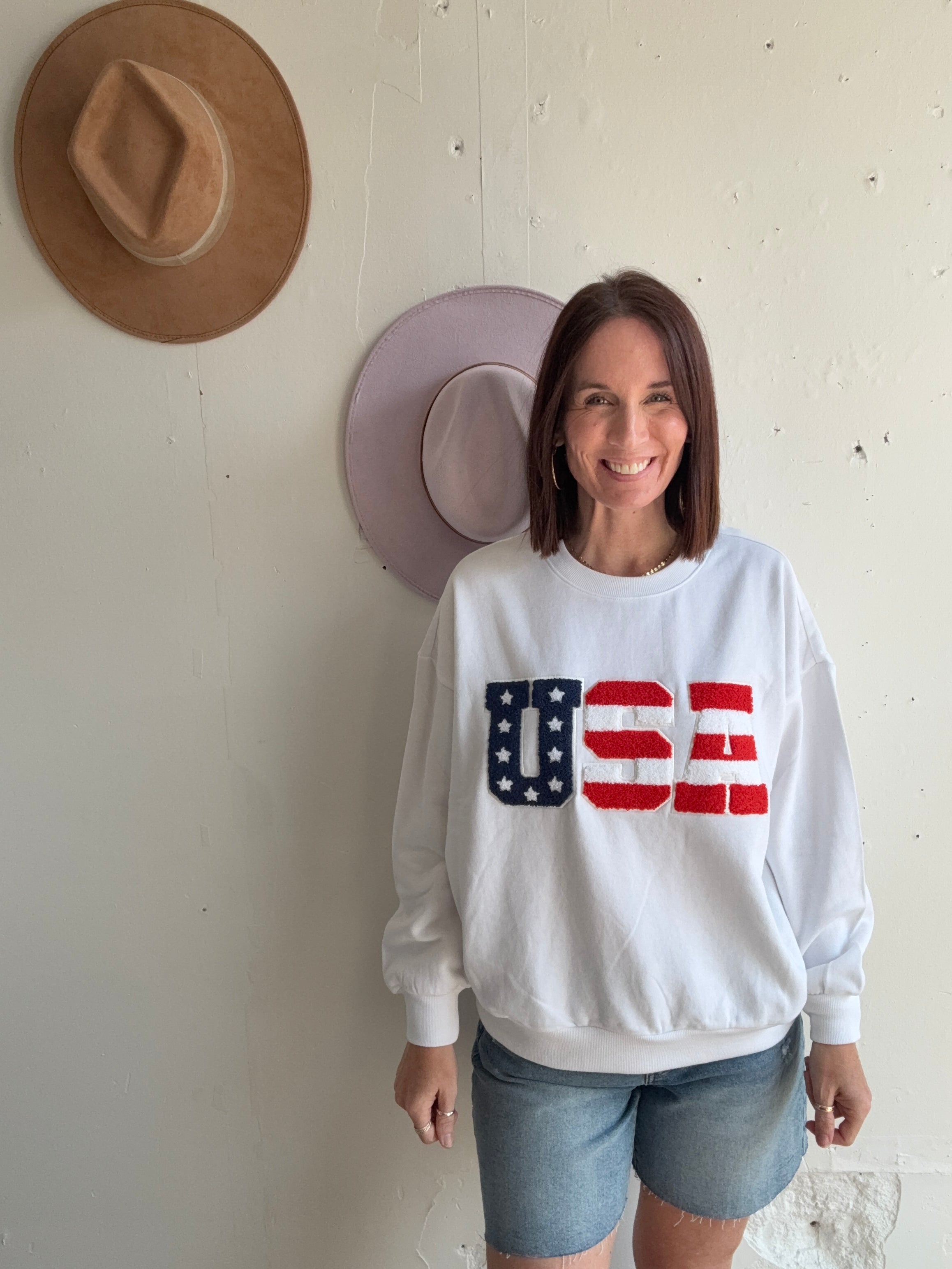 Z Supply Oversized USA White Sweatshirt、mySite、garagedoors4me