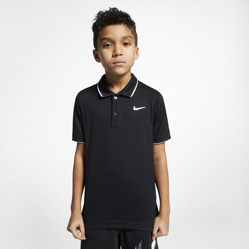Nike Boys' Court Dri-FIT Team Polo (Black/White)
