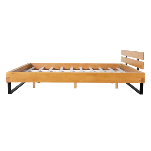 PINE WOOD BED FRAME KING SIZE,NATURAL & BLACK COLOR、、eastwooduniform