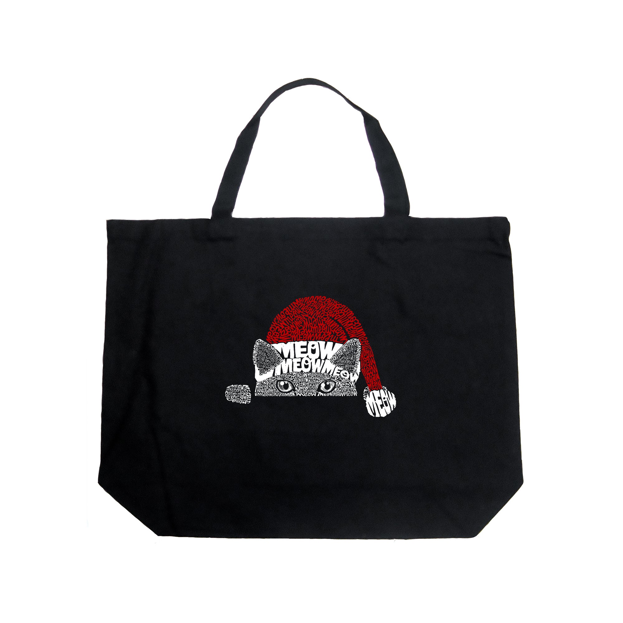 Christmas Peeking Cat - Large Word Art Tote Bag、mySite、camillekostekn
