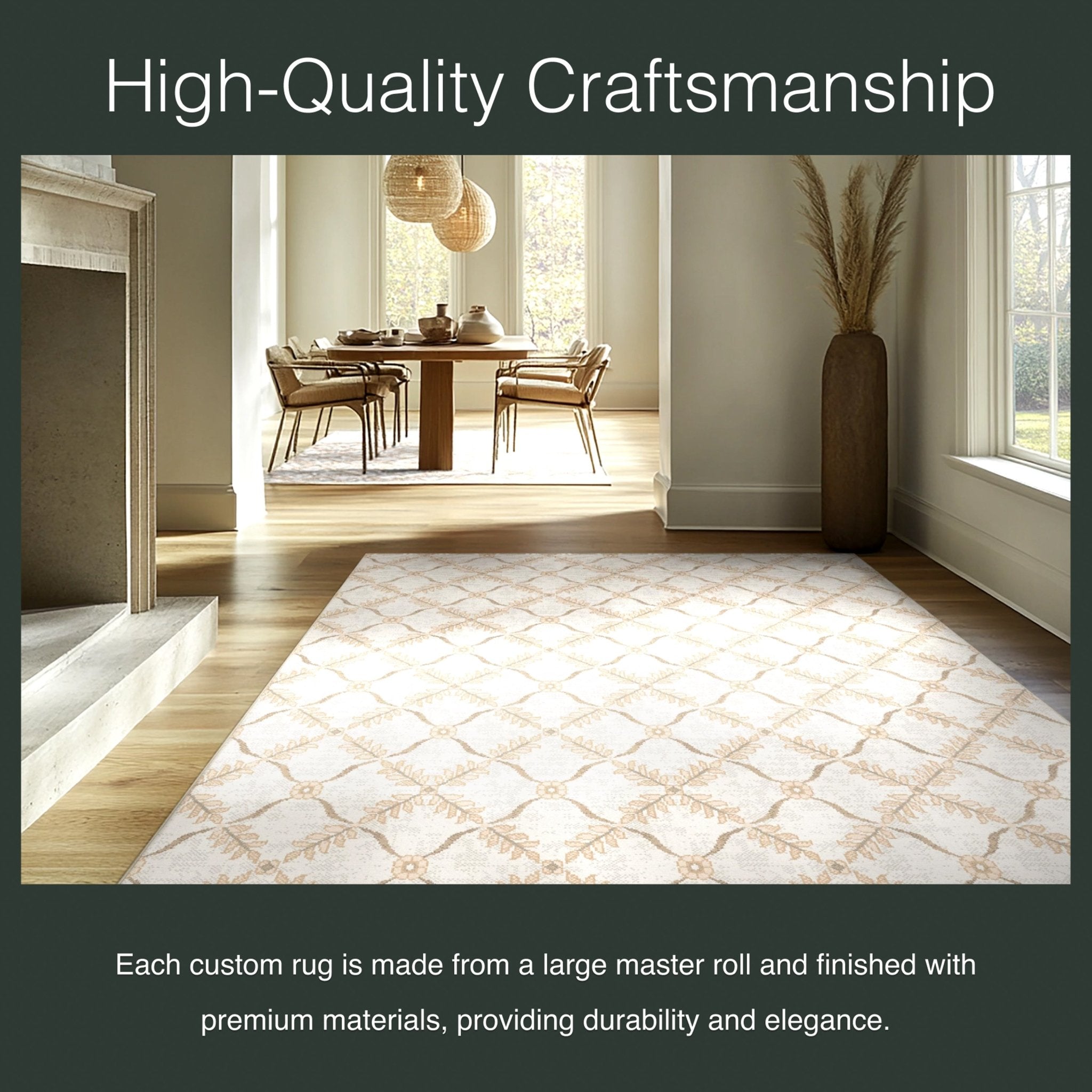 Aldwyn Custom Rug - Traditional Lattice Pattern, Easy Clean, Low Pile, Personalized Sizes、mySite、gigharbornorthrealestate