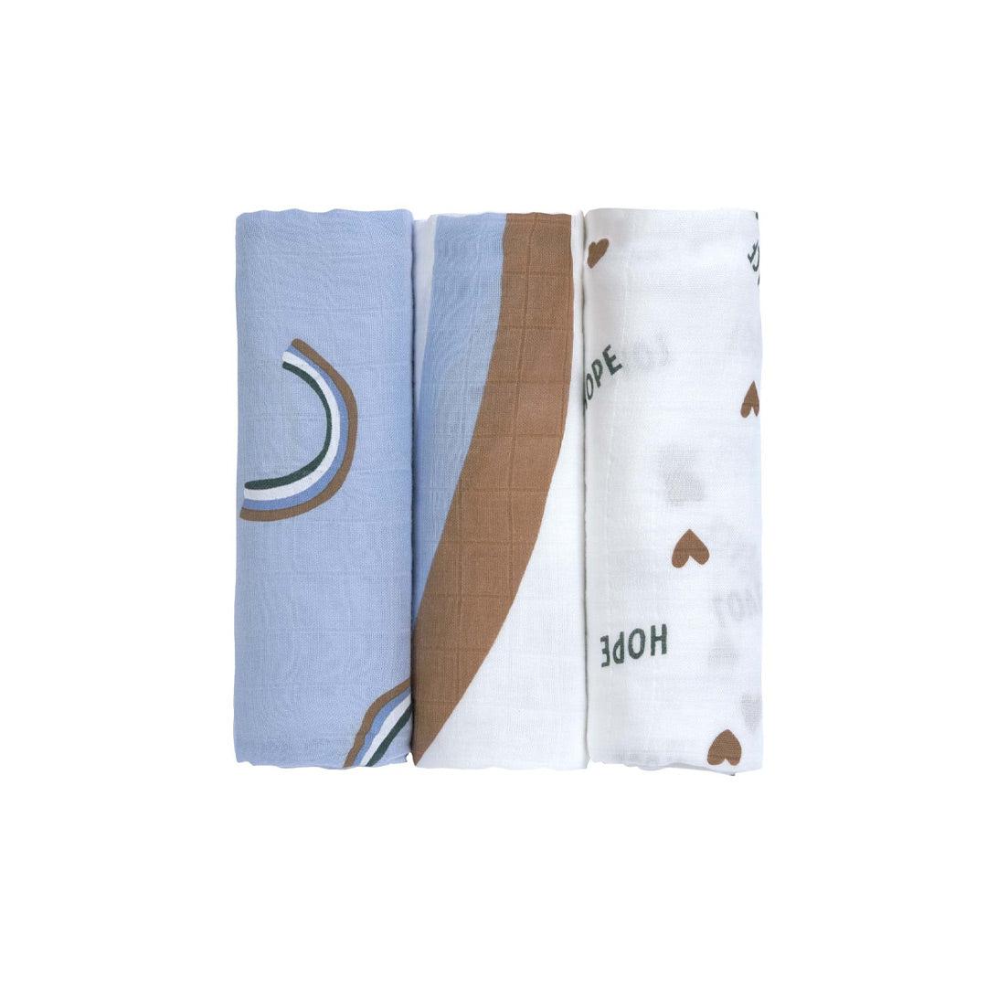  Lassig Heavenly Soft Swaddles - Happy Rascals - Sky Blue - Smiley、mySite、merchandisen