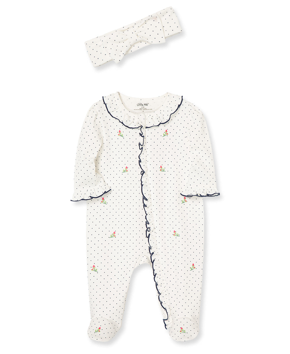  Rosebud 2-Way-Zip Footed One-Piece and Headband、mySite、layawaytickets