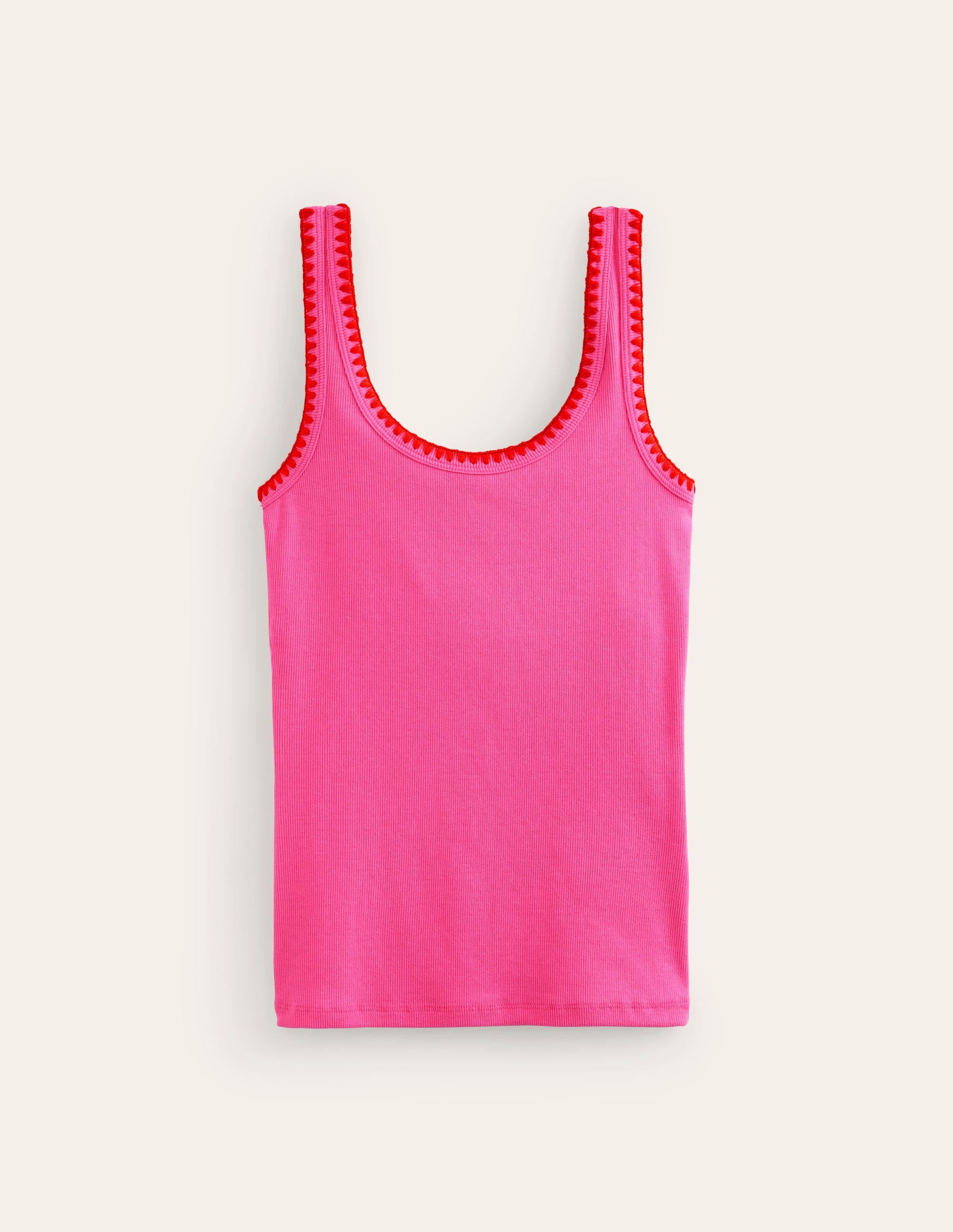  Crochet Trim Scoop Neck Vest-Pink、mySite、ashleygrahame