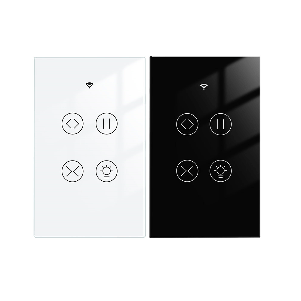 WiFi Curtain Light Switch RF433 Smart Glass Panel Curtain Light Touch Switch Single Pole Neutral Wire Required US、mySite、fannypackpong