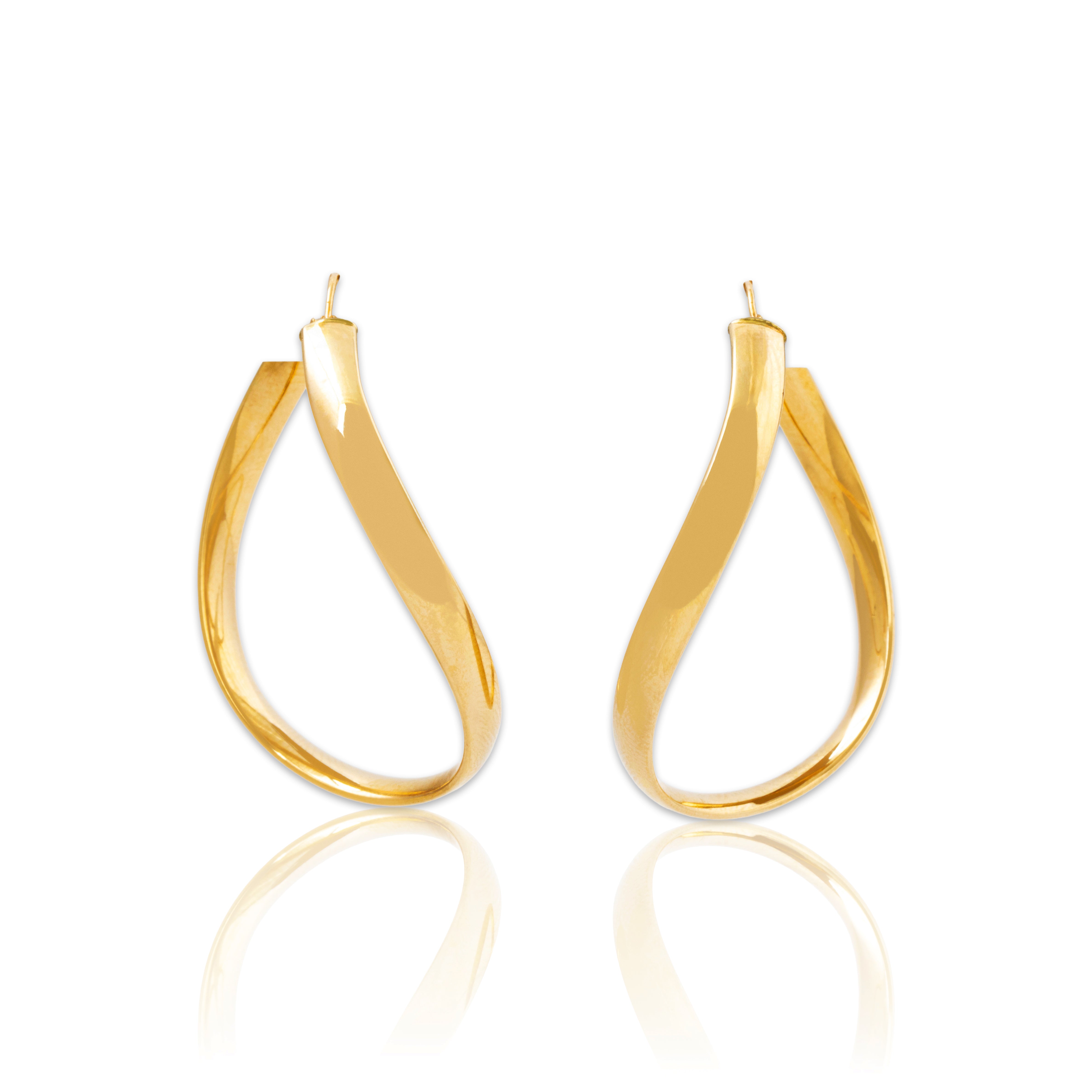 Vintage Lightweight Italian 14k Yellow Gold Large Infinity Loop Hoop Earrings、mySite、hinf8tx79