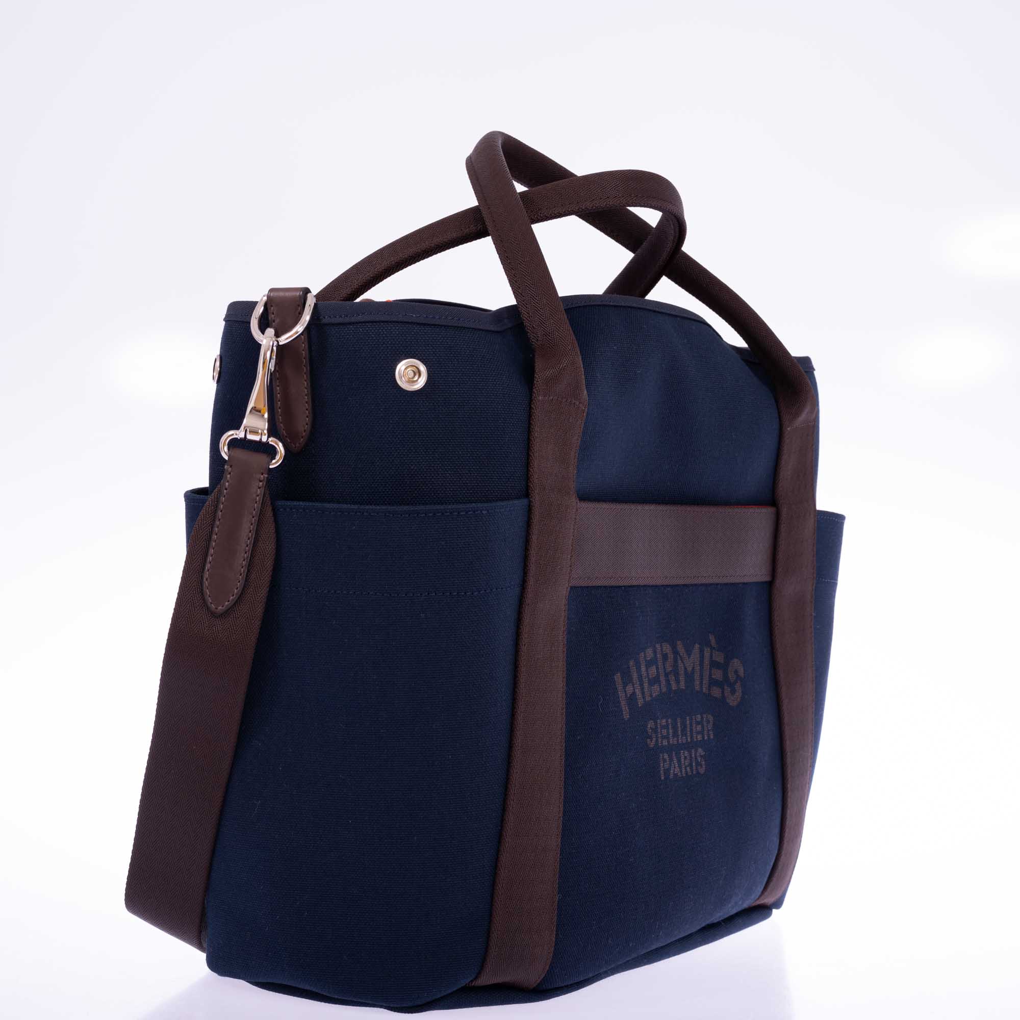 Hermès Toile Sac De Pansage Groom Bleu Navy Feu、mySite、garminoutage.com