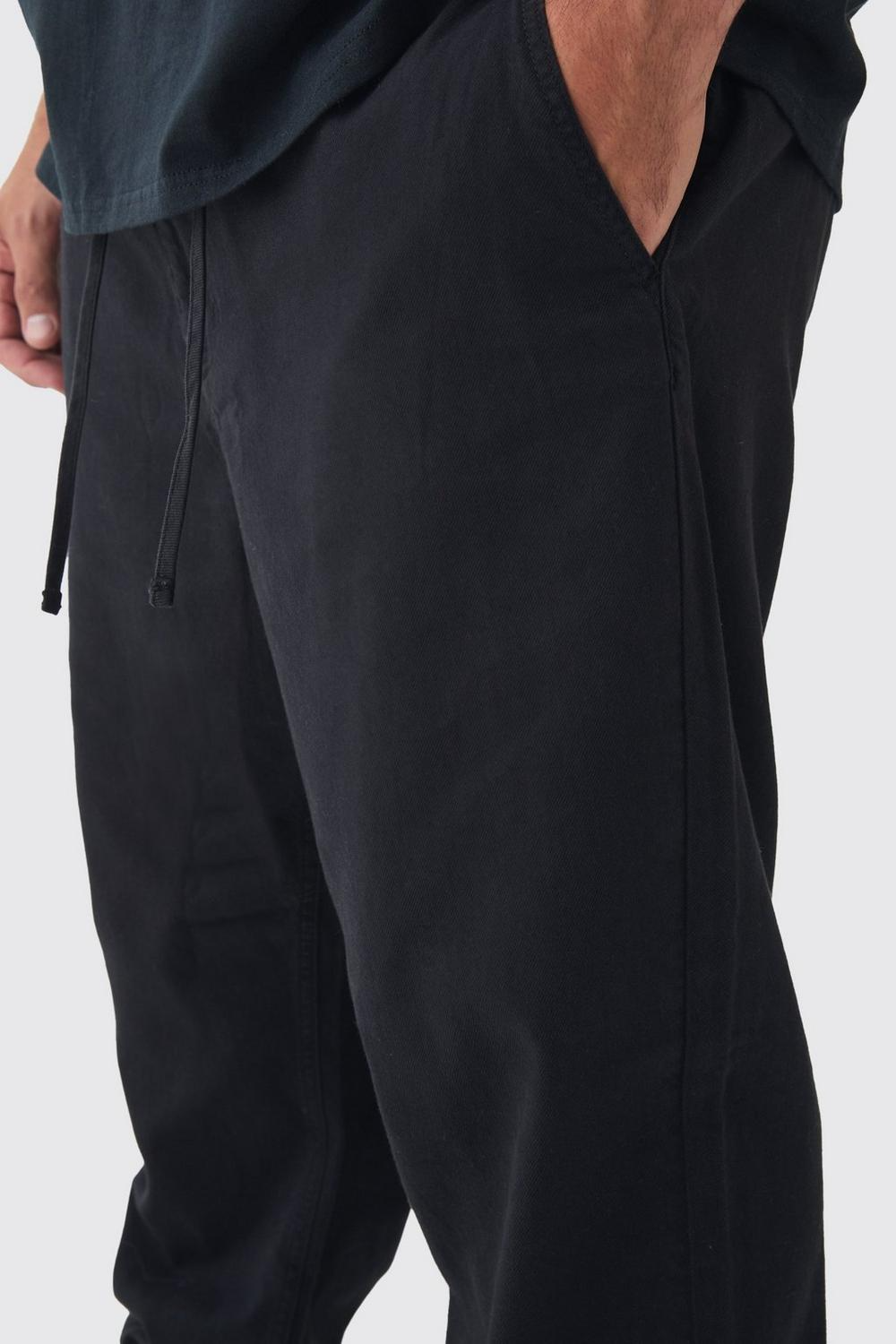  Boohooman Plus Drawcord Tapered Fit Chino Black、mySite、justintrudeaud