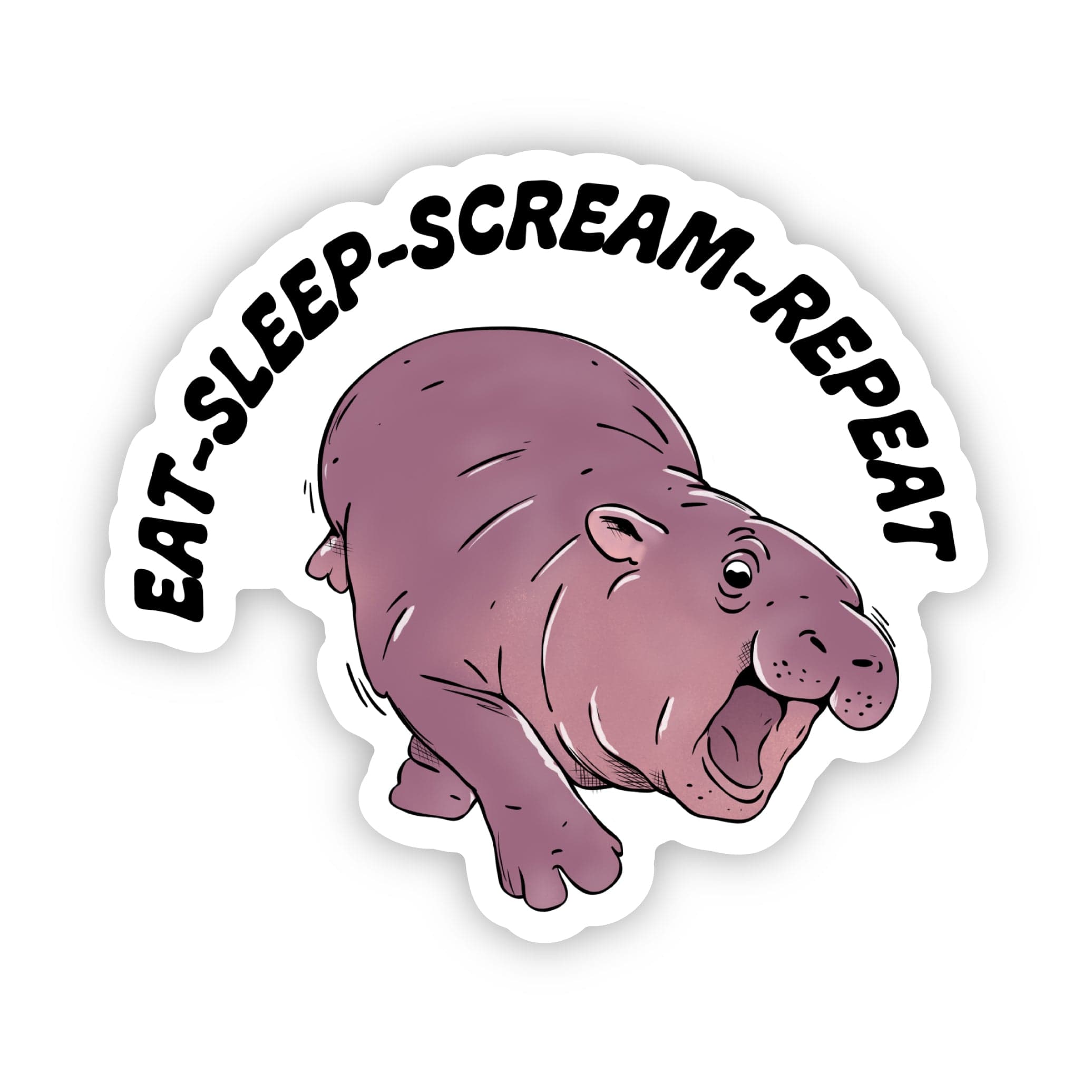  Eat Sleep Scream Repeat Moo Deng Hippo Sticker、mySite、ghnorth