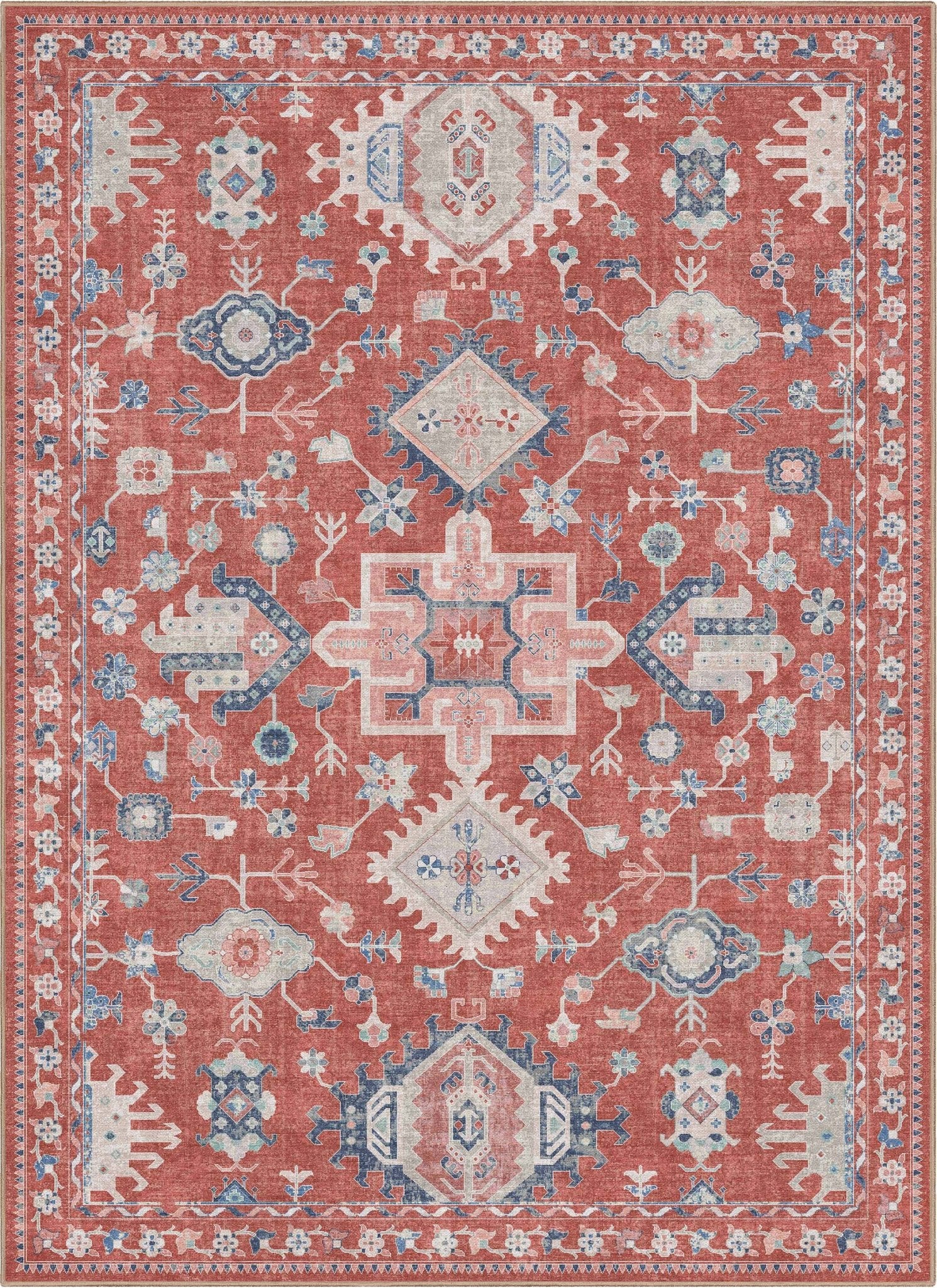 Delhi Vintage Medallion Diamond Pattern Rug – Easy Clean, Stylish Elegant Design、mySite、gigharbornorthrealestate