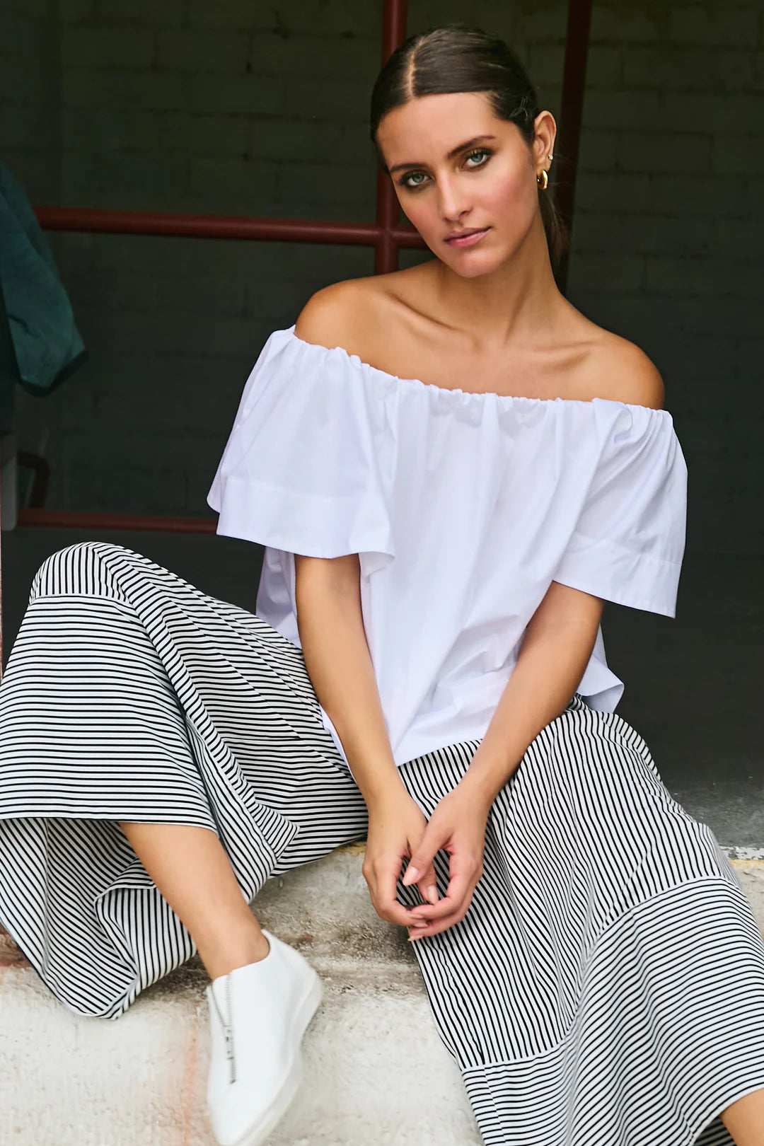 Planet by Lauren G Cotton Peasant Top、mySite、noshort