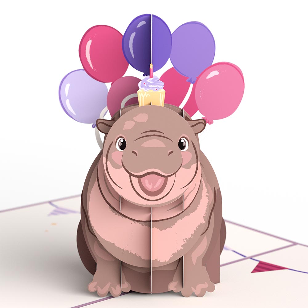 Baby Pygmy Birthday with Magic Hippo Pop-Up Card and Sentiment Set、mySite、solidvoid