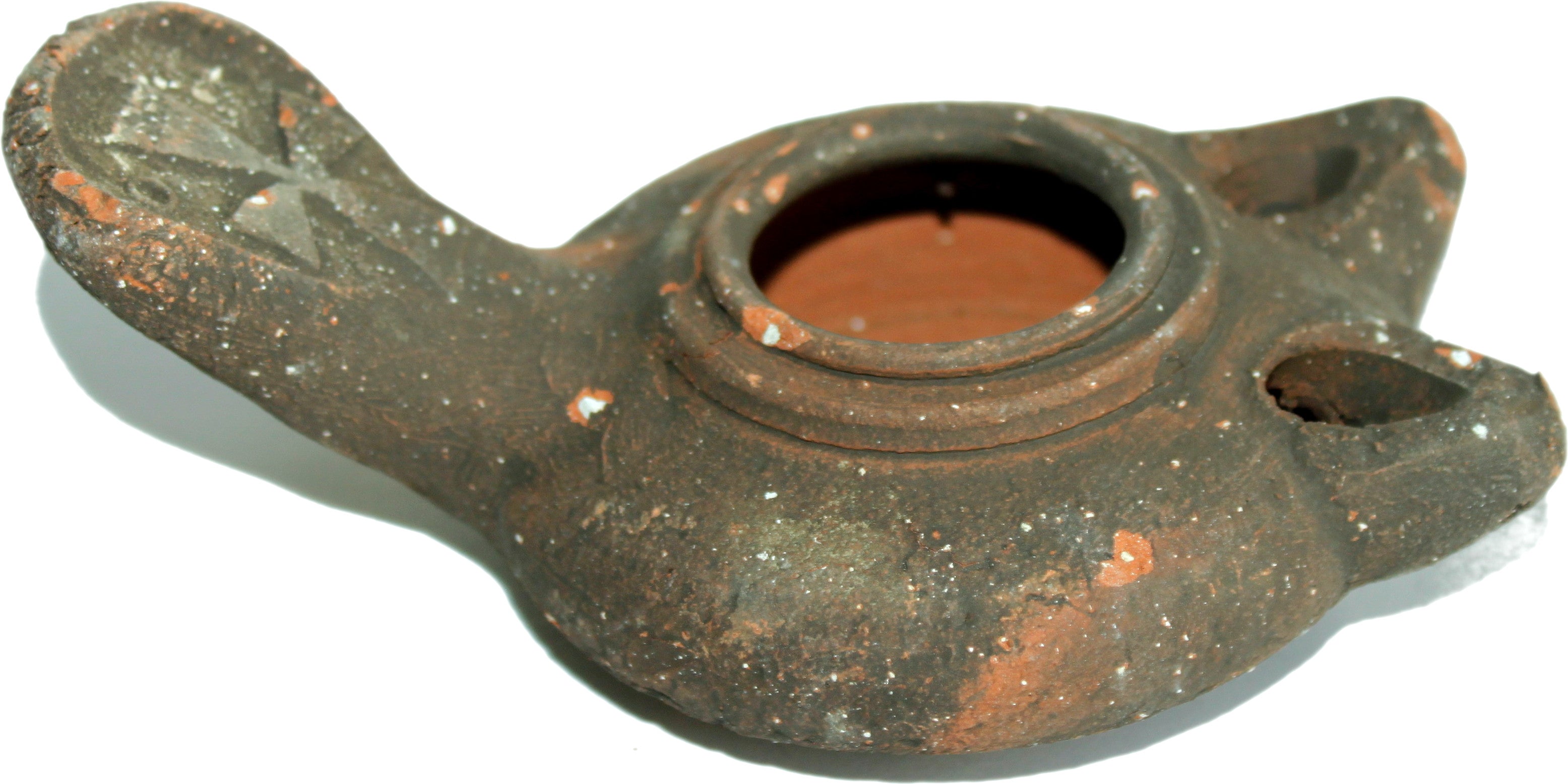 Antique Crusader two 2-wick Clay Oil Lamp - Herodian style ancient heritage lamp、mySite、topwebapps