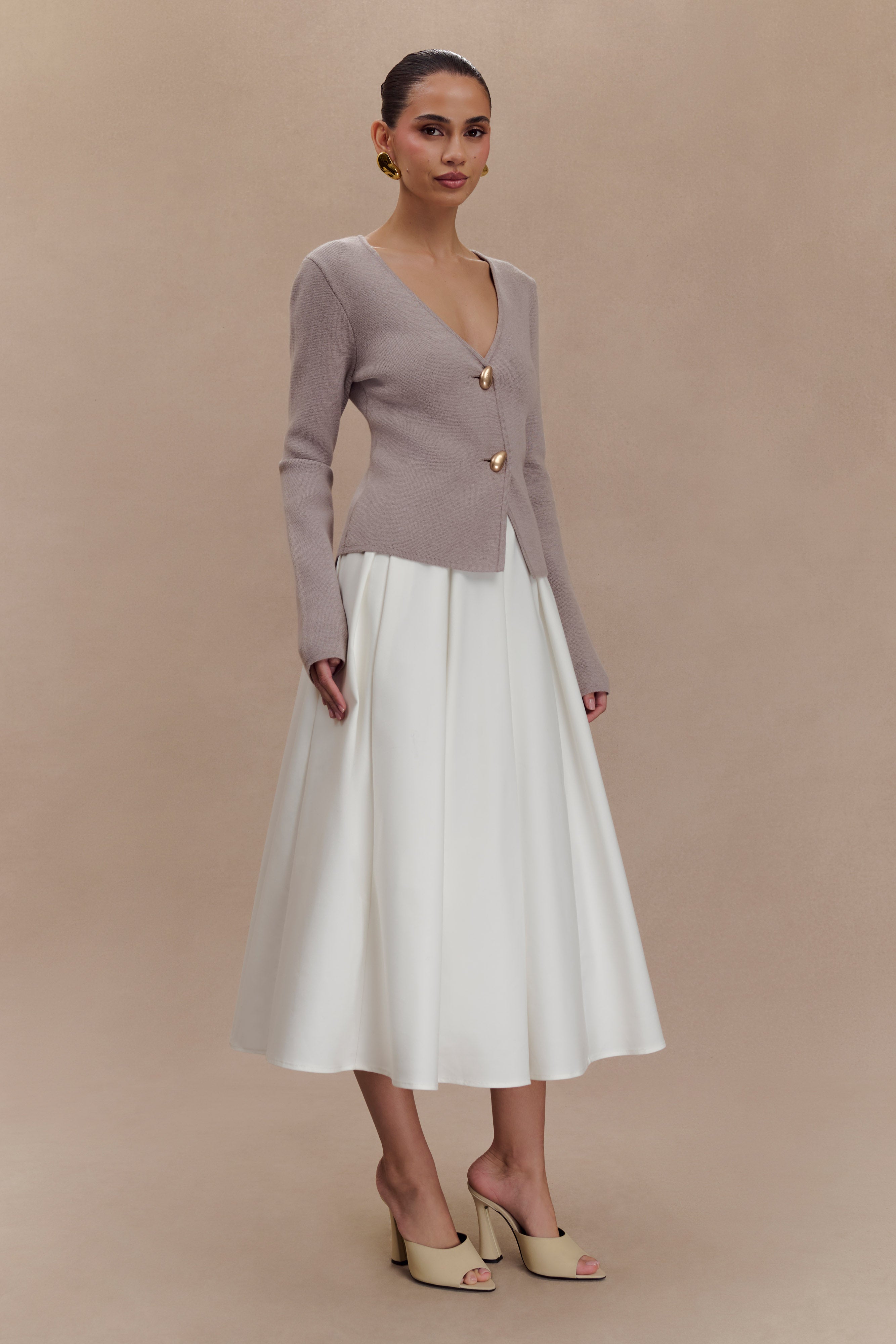 Veda Wide Sleeve Knit Cardigan - Stone Marle、mySite、solidvoid