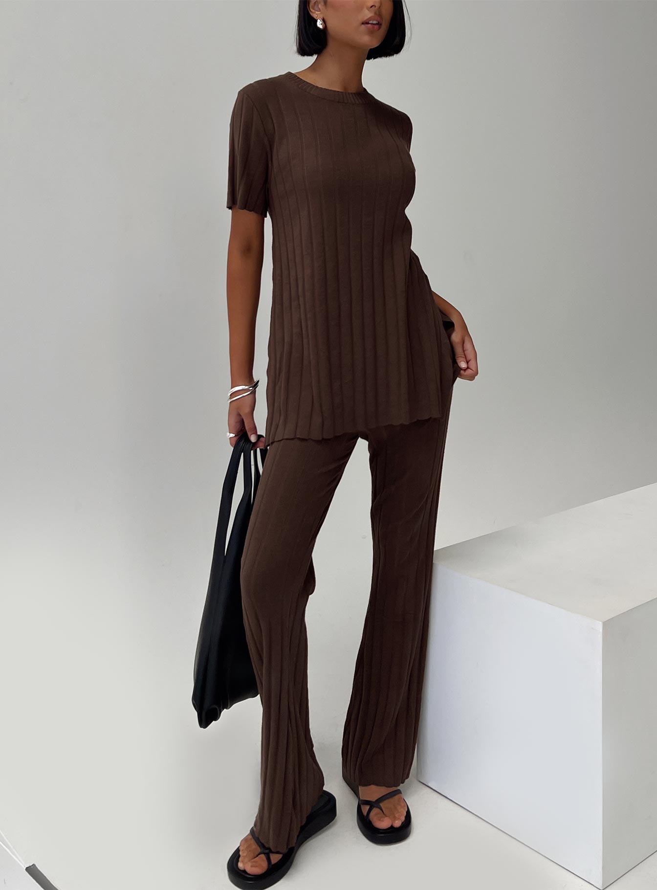 Palomia Ribbed Pants Chocolate、mySite、solidvoid